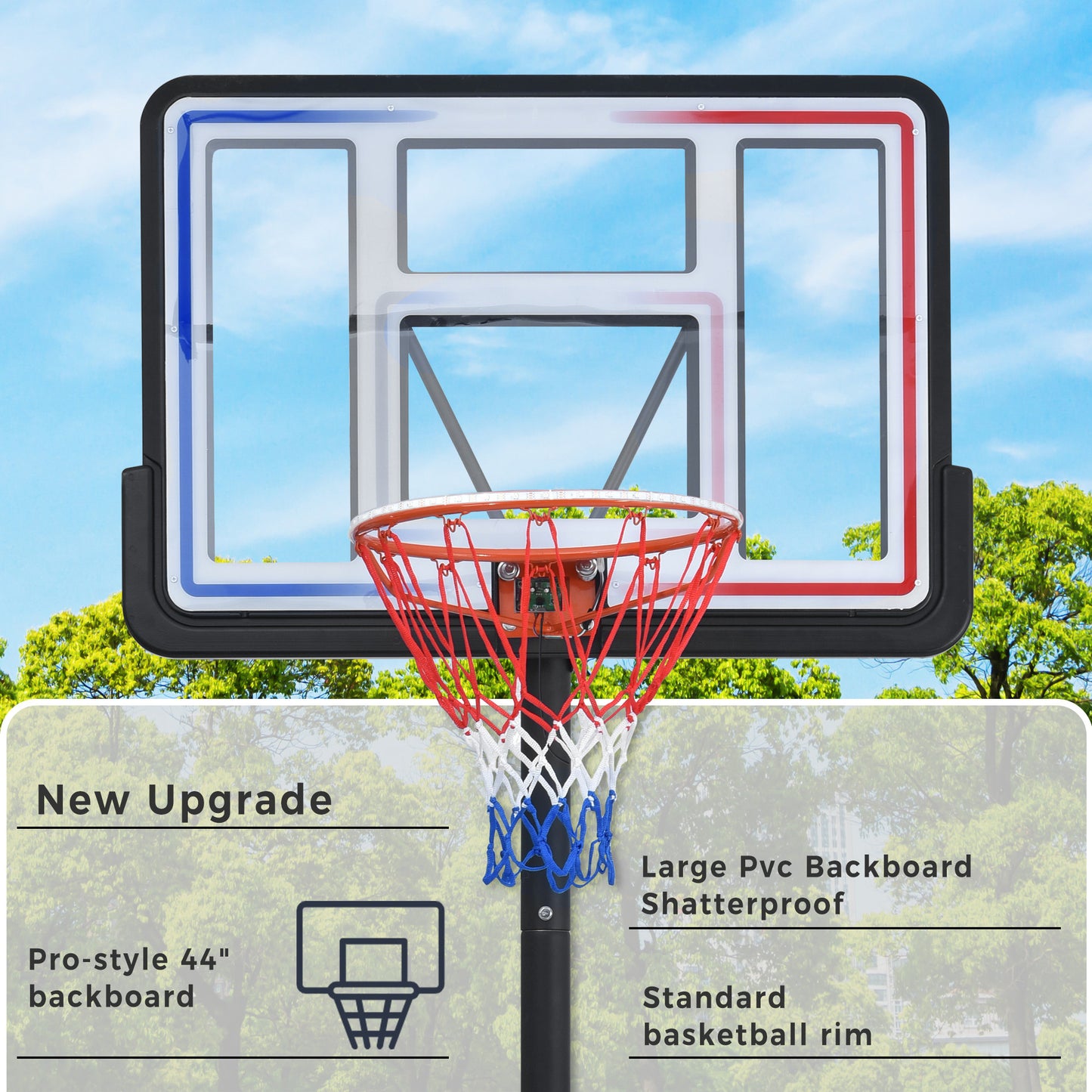 Portable Basketball Hoop Basketball System 4.76-10ft Height Adjustable for Youth Adults LED Basketball Hoop Lights, Colorful lights, Waterproof,Super Bright to Play at Night Outdoors,Good Gift for Kid