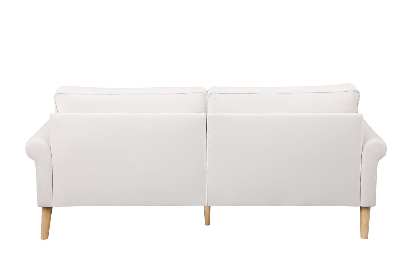 Living Room Sofa,3-Seater Sofa , with  Copper Nail on Arms ,Three Pillow,White