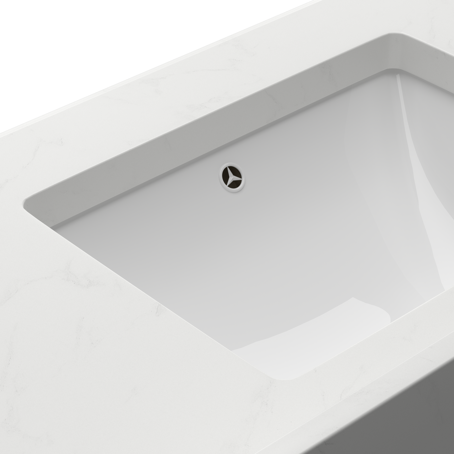 49 Inch Quartz Vanity Top with Undermounted Rectangular Ceramic Sink & Backsplash, White Carrara Engineered Stone Countertop for Bathroom Kitchen Cabinet 1 Faucet Hole (not Include Cabinet)