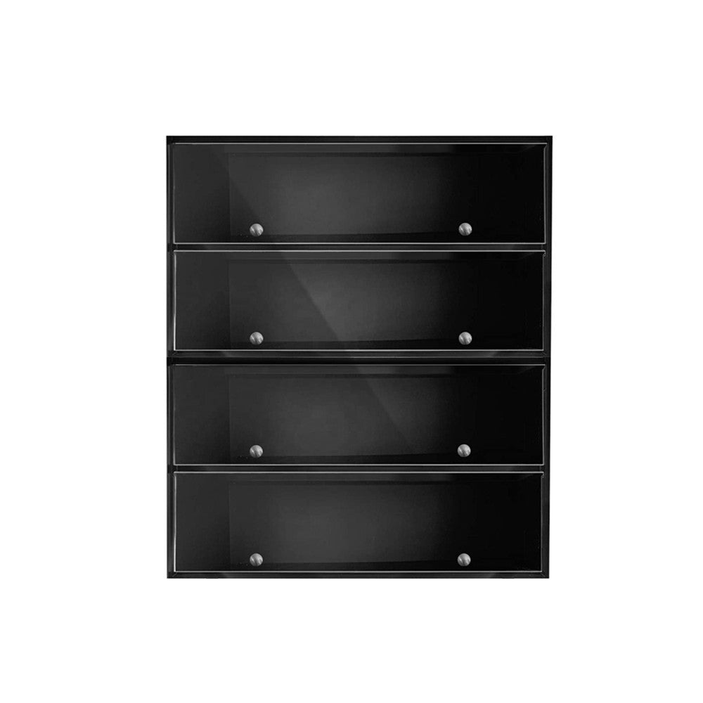 Black Glass Door Shoe Box Shoe Storage Cabinet For Sneakers With RGB Led Light