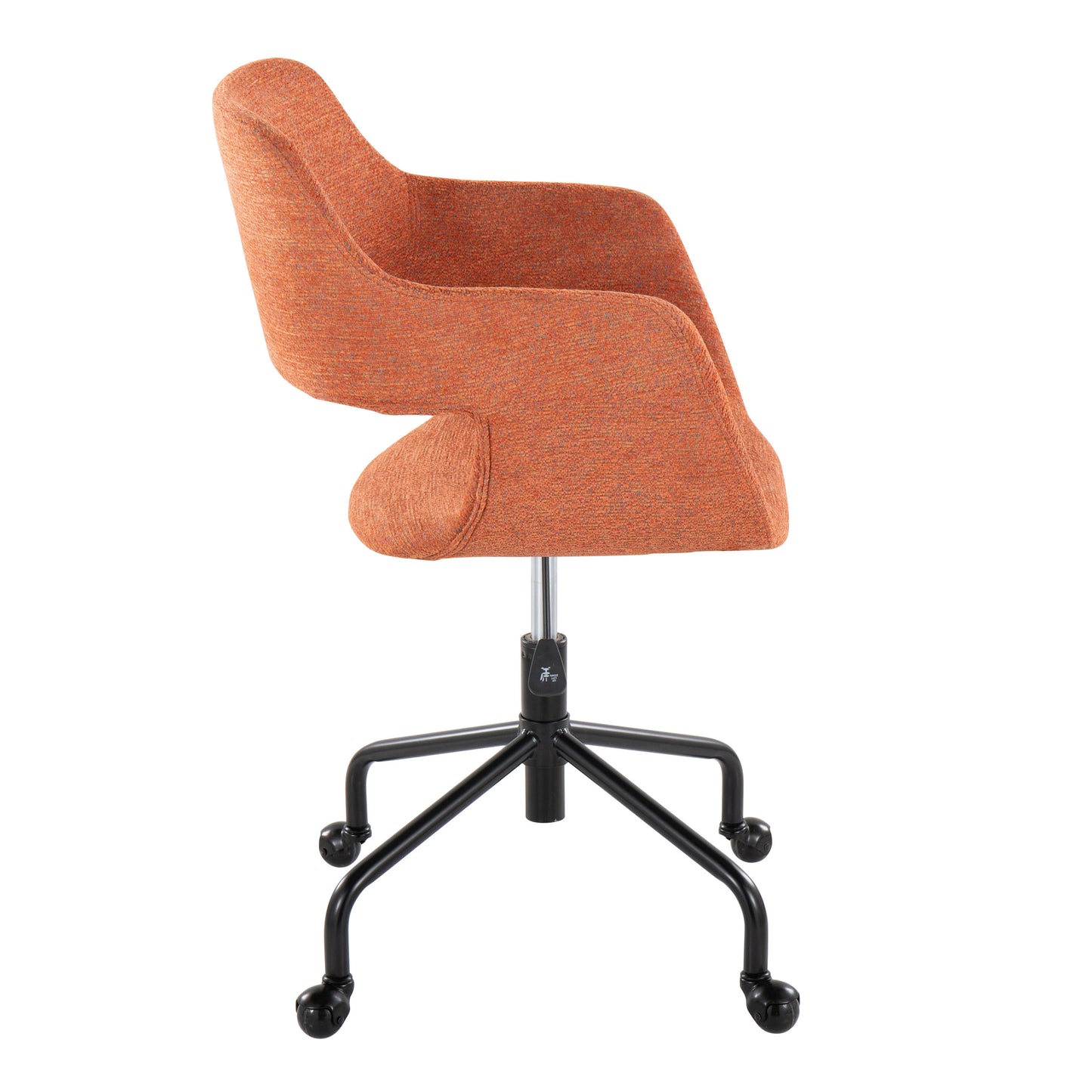 Margarite Contemporary Adjustable Office Chair in Black Metal and Orange Fabric by LumiSource