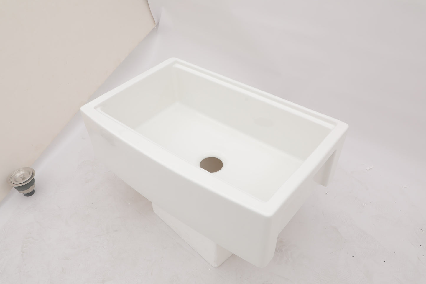 White Ceramic Farmhouse Sink Workstation - 33 inch Single Bowl Kitchen Farm Sink