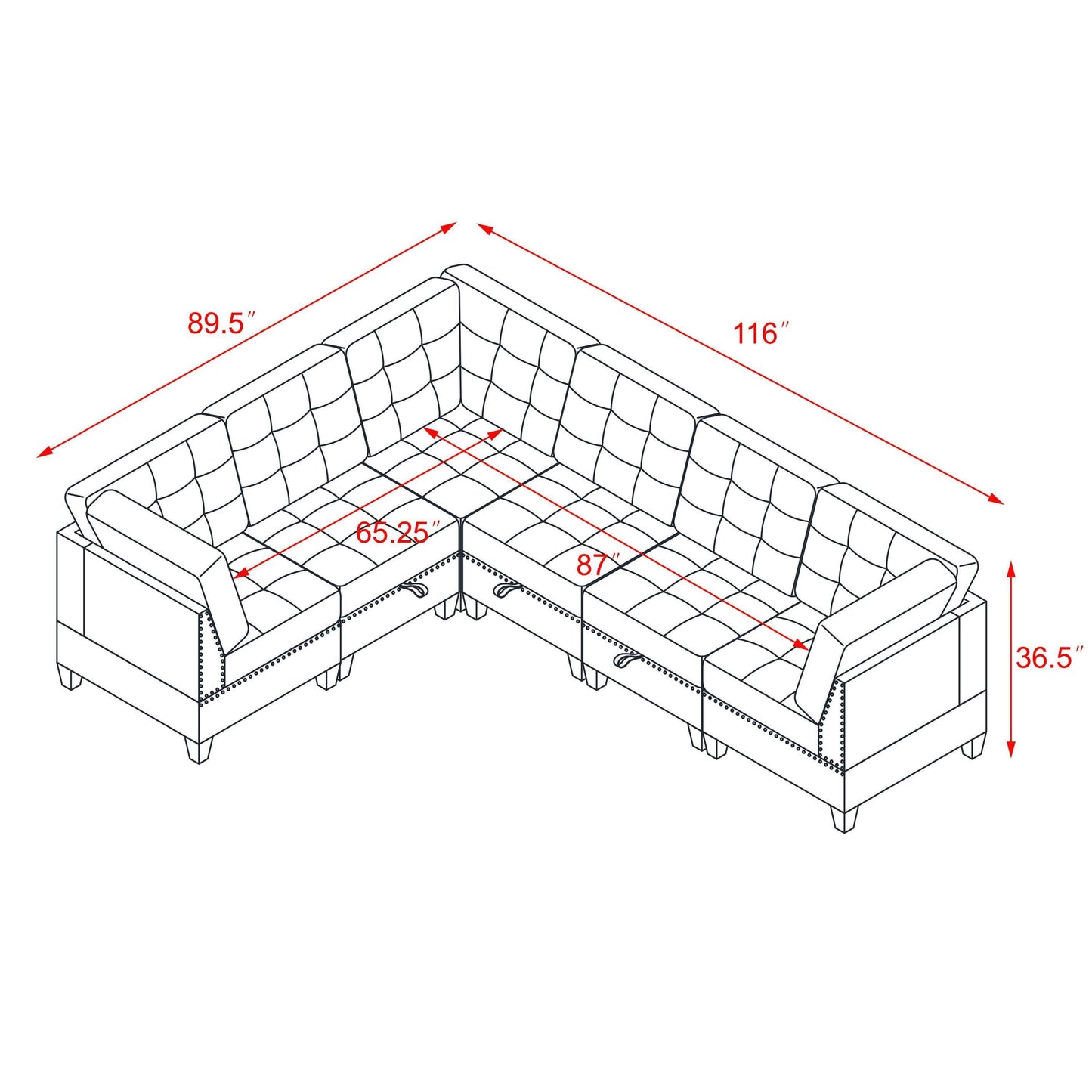 Versatile Navy Chenille L Shape Modular Sectional Sofa with DIY Customization