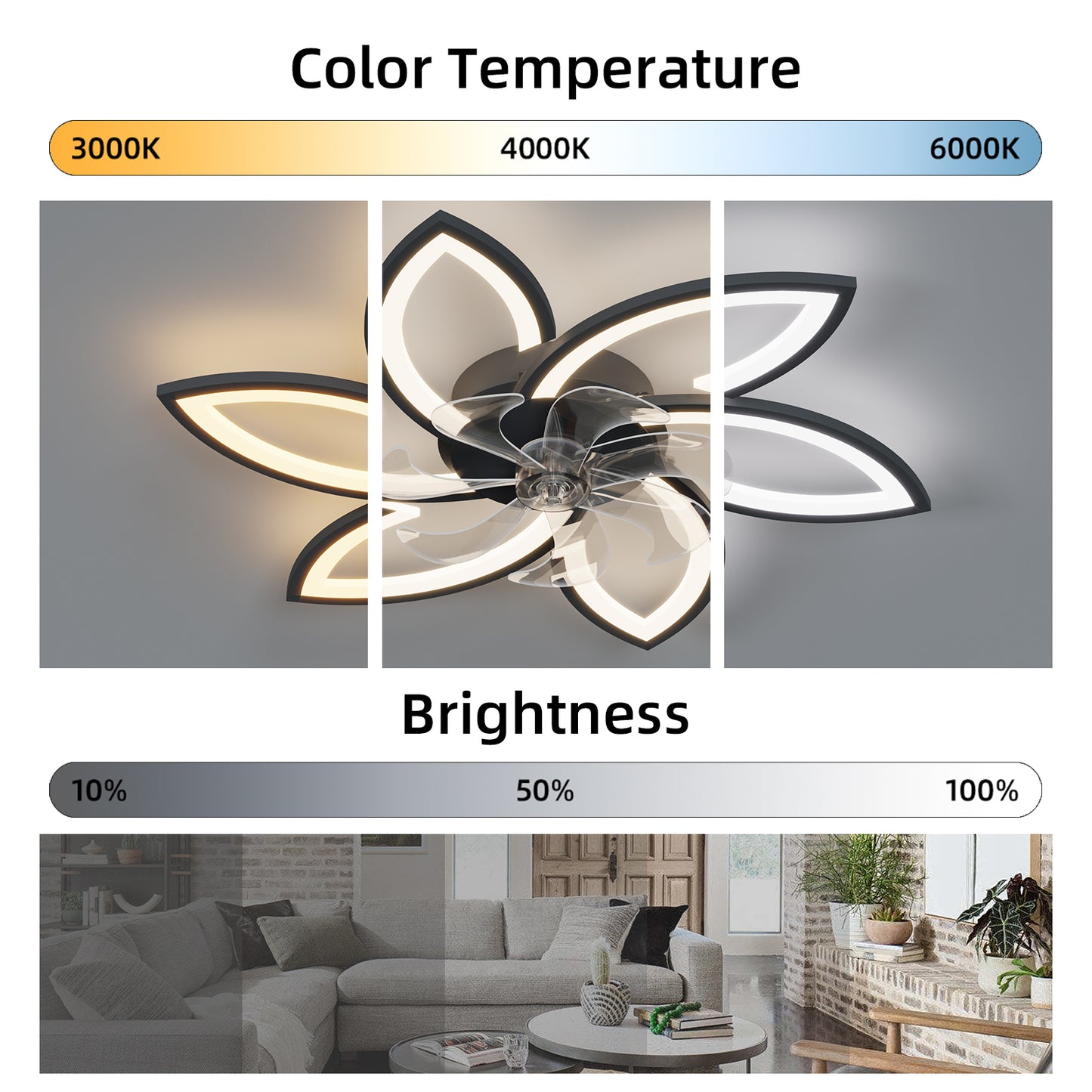 Modern 31-Inch Ceiling Fan with Dimmable LED Lights and Remote Control