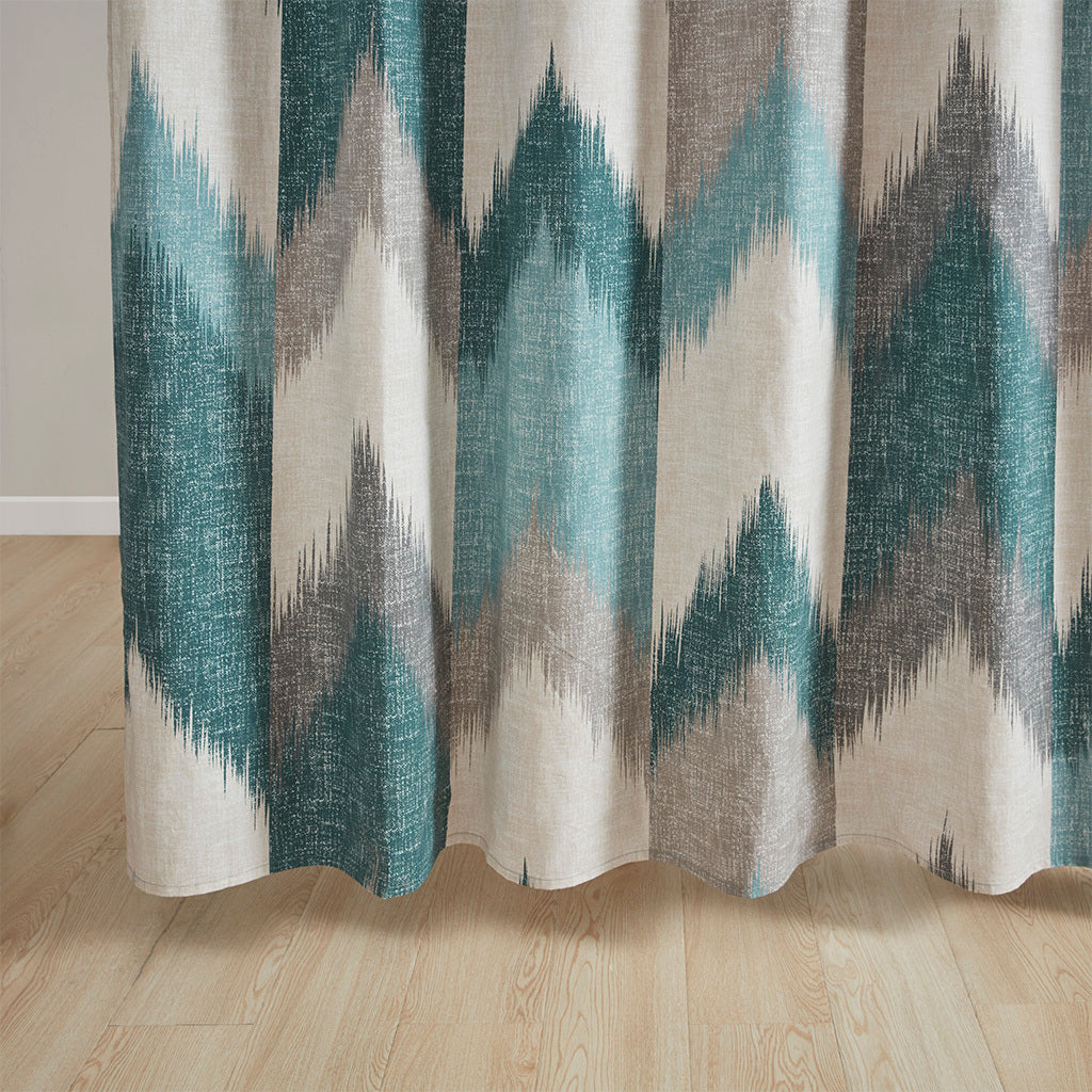 Contemporary Aqua and Grey Chevron Cotton Shower Curtain