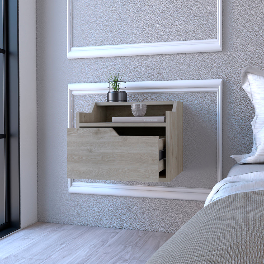 Floating Nightstand Chester, Bedroom, Light Gray