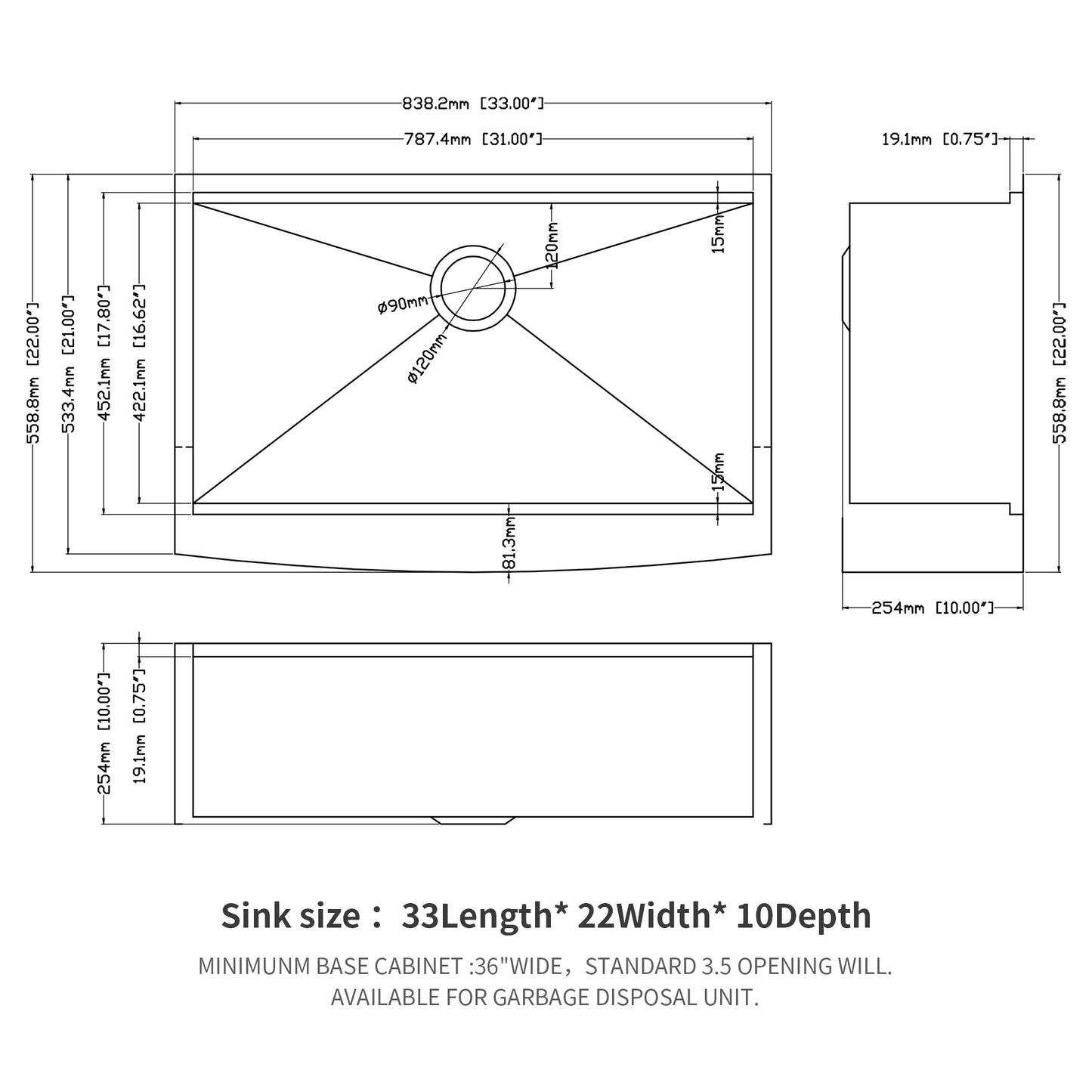 Stainless Steel Farmhouse Kitchen Sink with Workstation and Offset Drain