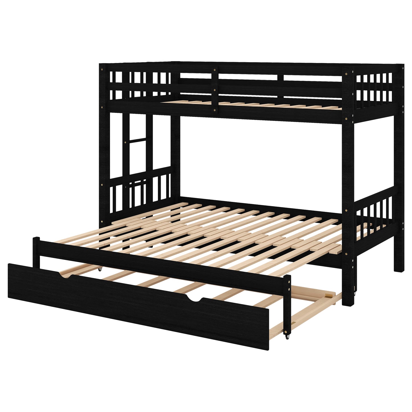 Compact Espresso Bunk Bed with Trundle and Pull-out Sleep Options