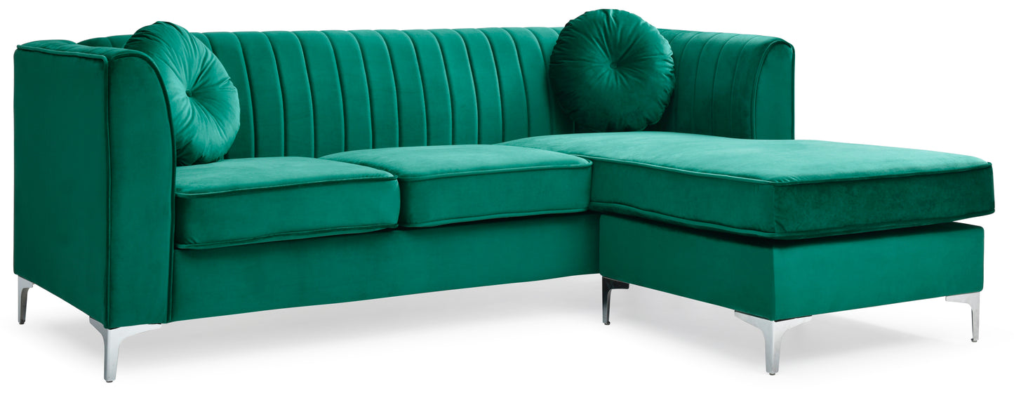 Delray G792B-SC Sofa Chaise in Elegant Green Velvet