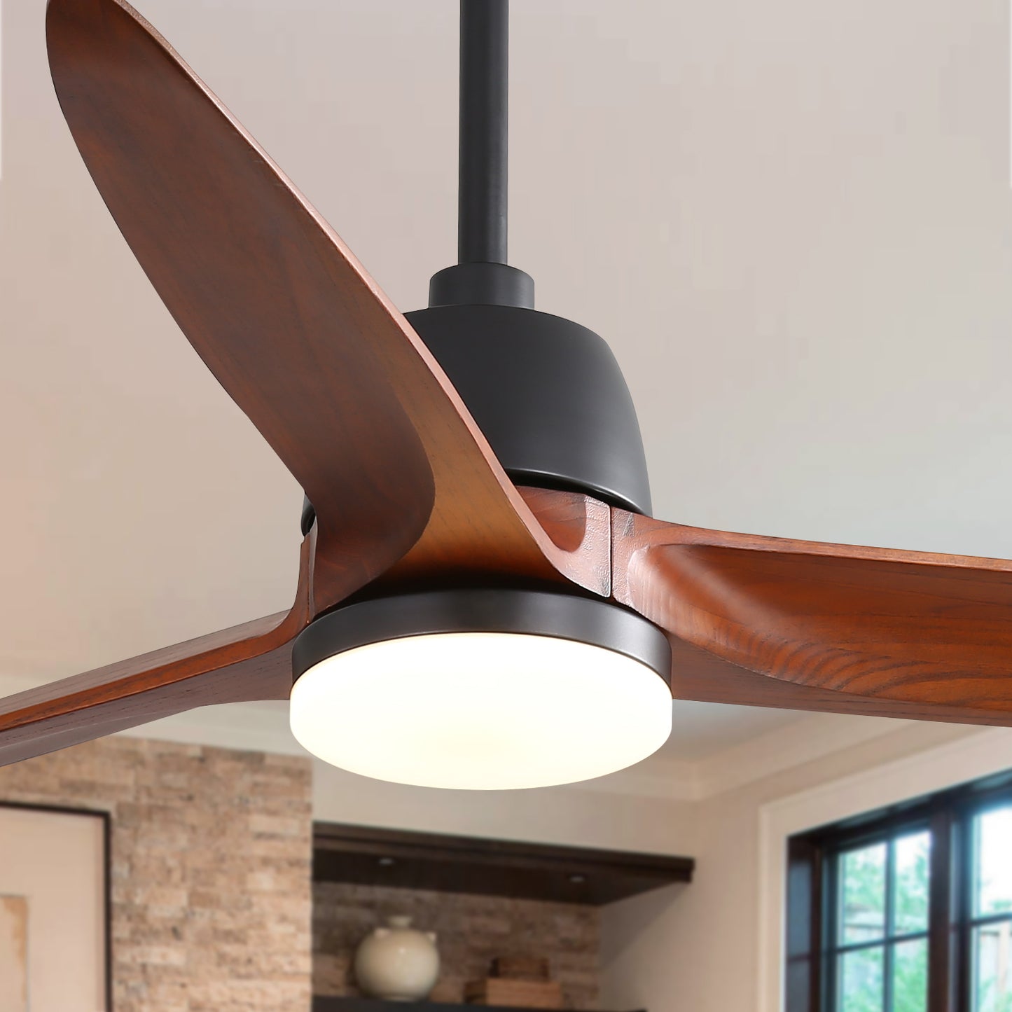 56 Matte Black Ceiling Fan with 6 Speed Remote and Energy-saving DC Motor