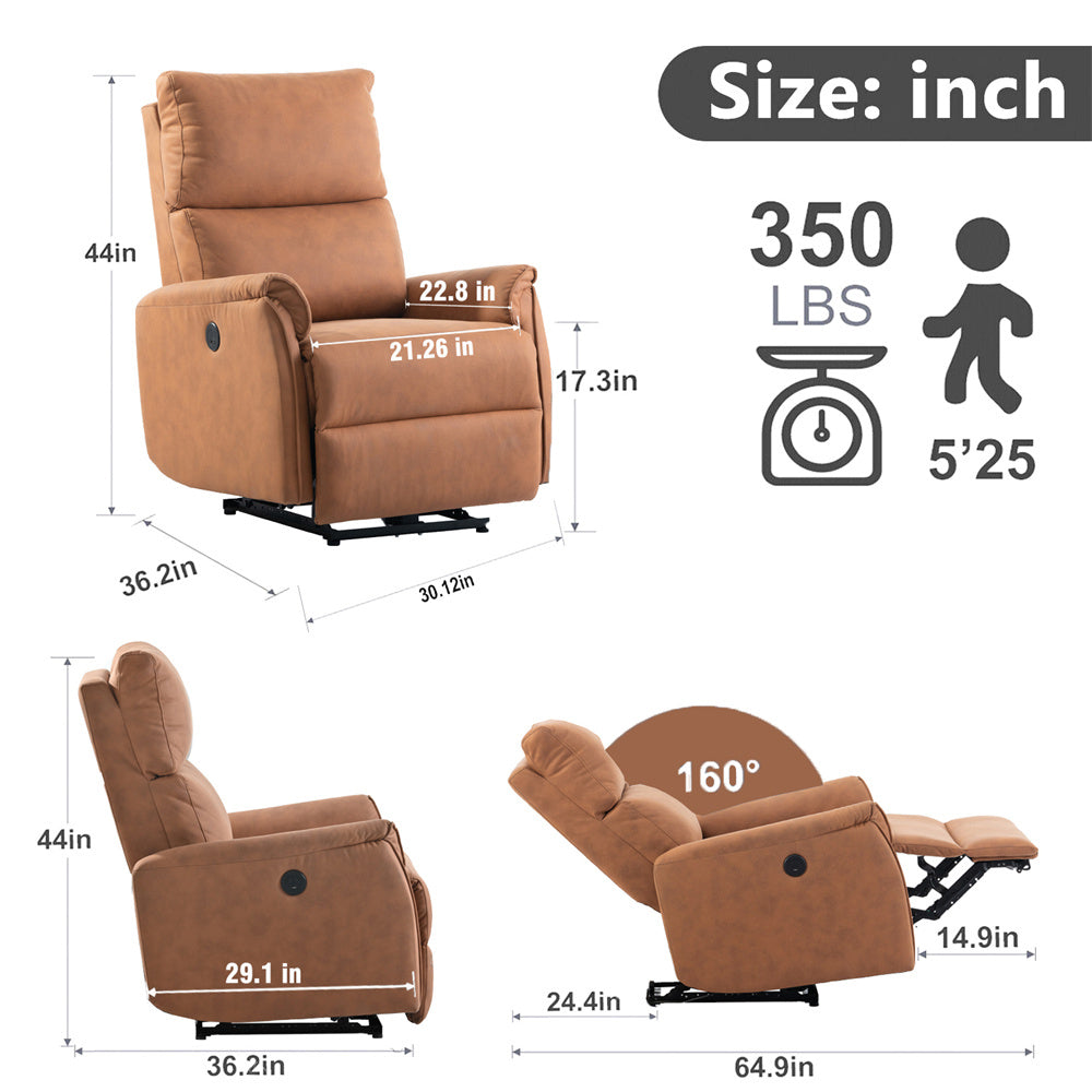 Compact Electric Recliner Chair with USB Port for Limited Spaces