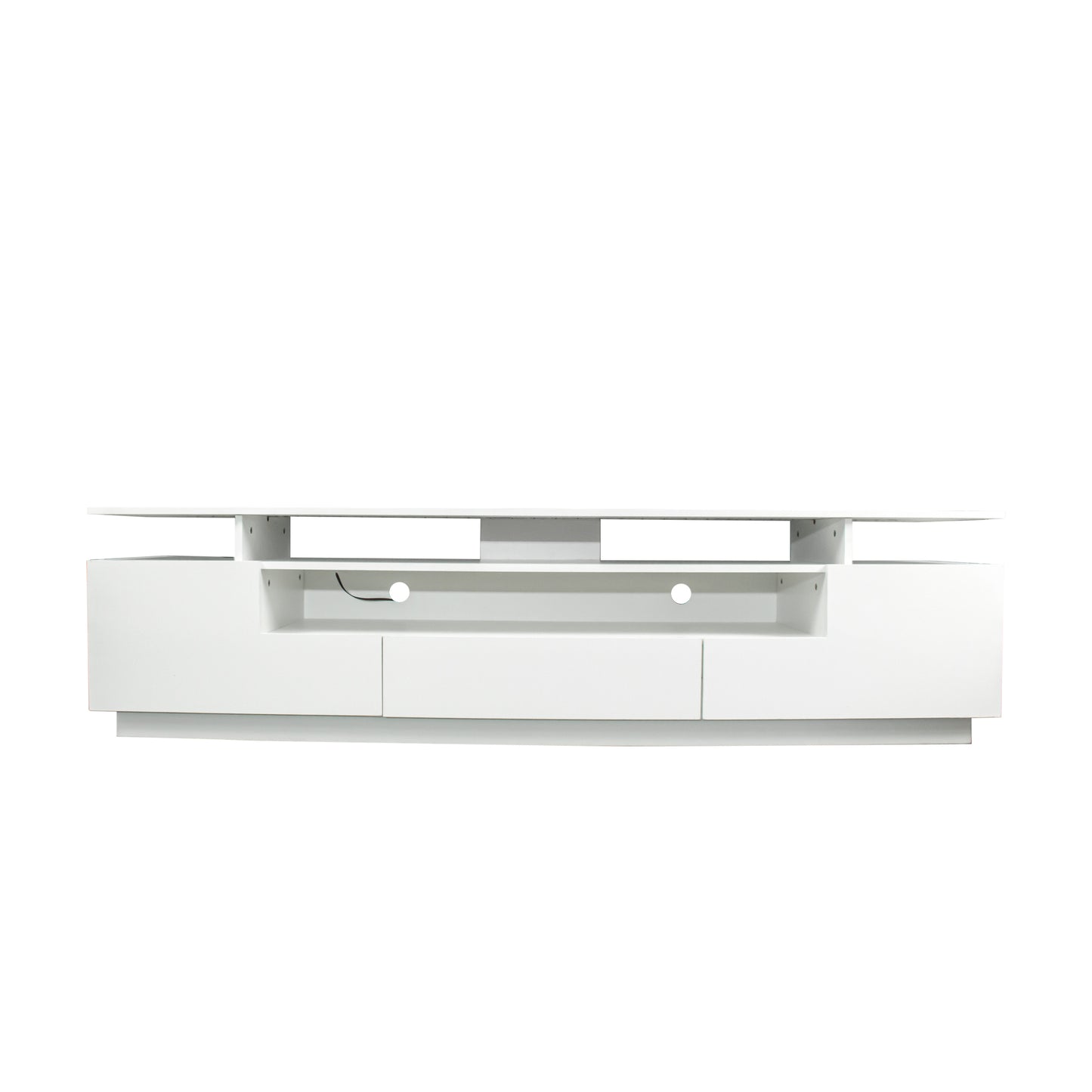 Elegant Modern White TV Stand with 20 Colors LED Lights and Remote Control