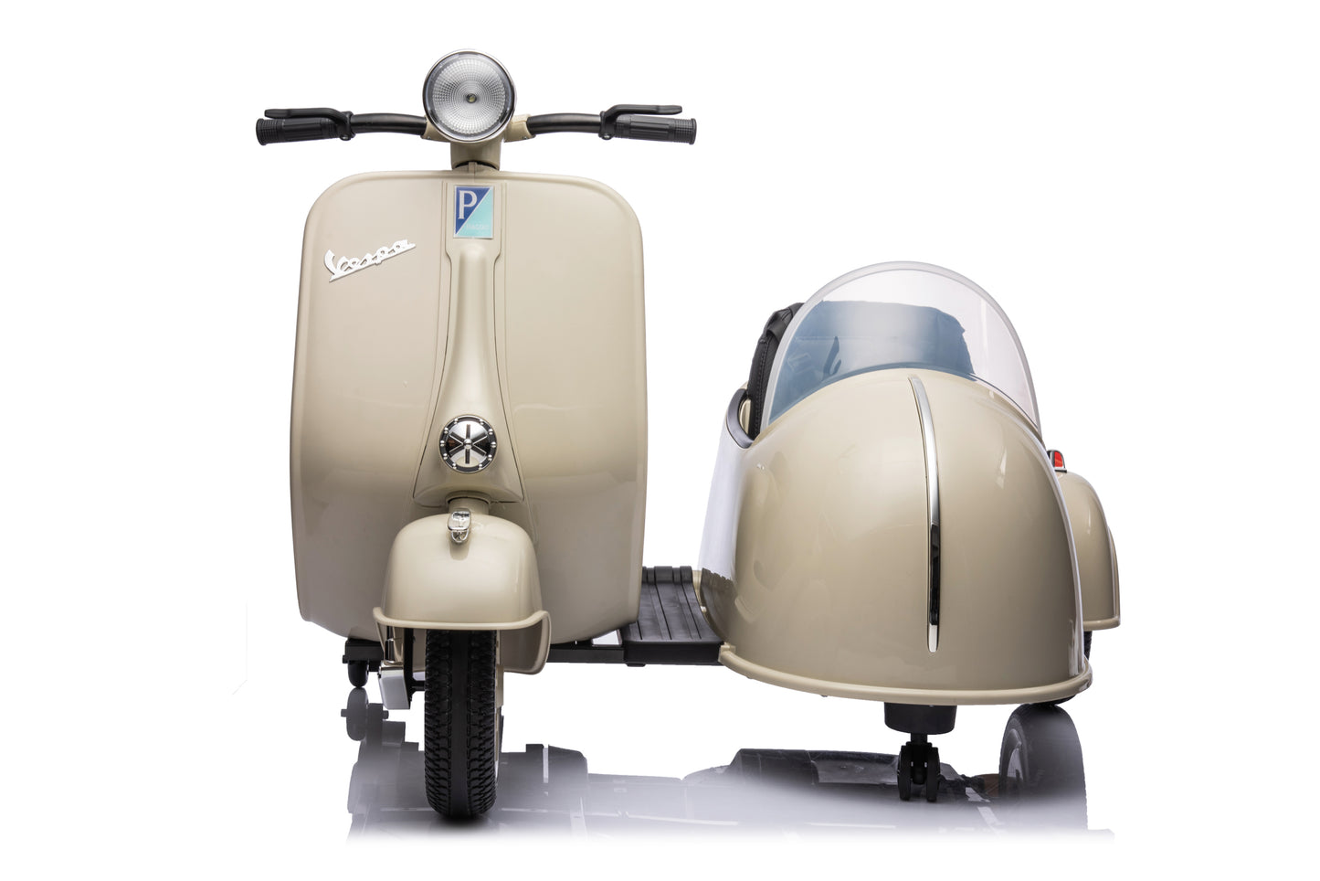 12V LICENSED Vespa Scooter Motorcycle with Side Car for kids, Gray