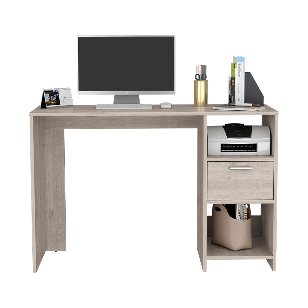 Odessa Computer Desk with Drawer and Storage Cabinets in Light Gray - Stylish and Functional Workstation