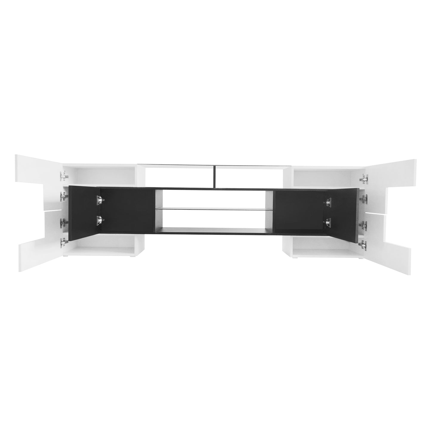 Innovative LED Glass TV Stand with High Gloss Finish and Versatile Storage Options