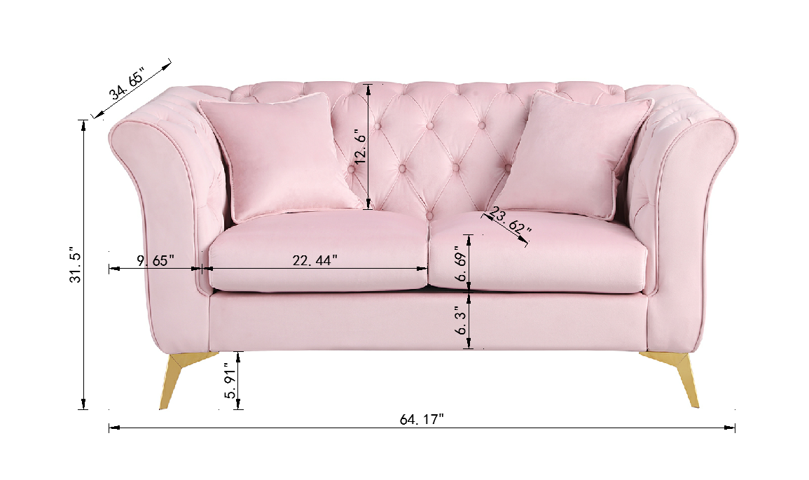 Chesterfield sofa ,Stanford sofa ,  high quality Chesterfield sofa ,Pink color , tufted and wrinkled fabric  sofa;contemporary Stanford sofa .loverseater; tufted sofa with scroll  arm and scroll back