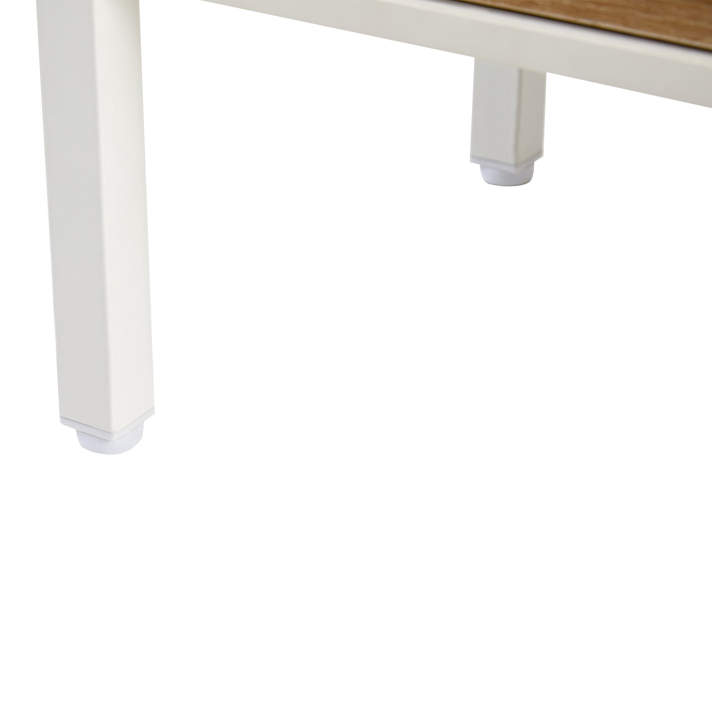 Modern White Rattan Coffee Table with Sliding Door Storage