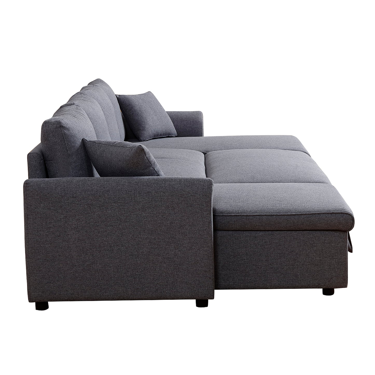 Artemax  U-Shape Pull-out Sleeper Sectional Sofa with Double Storage Spaces ,Dark gray