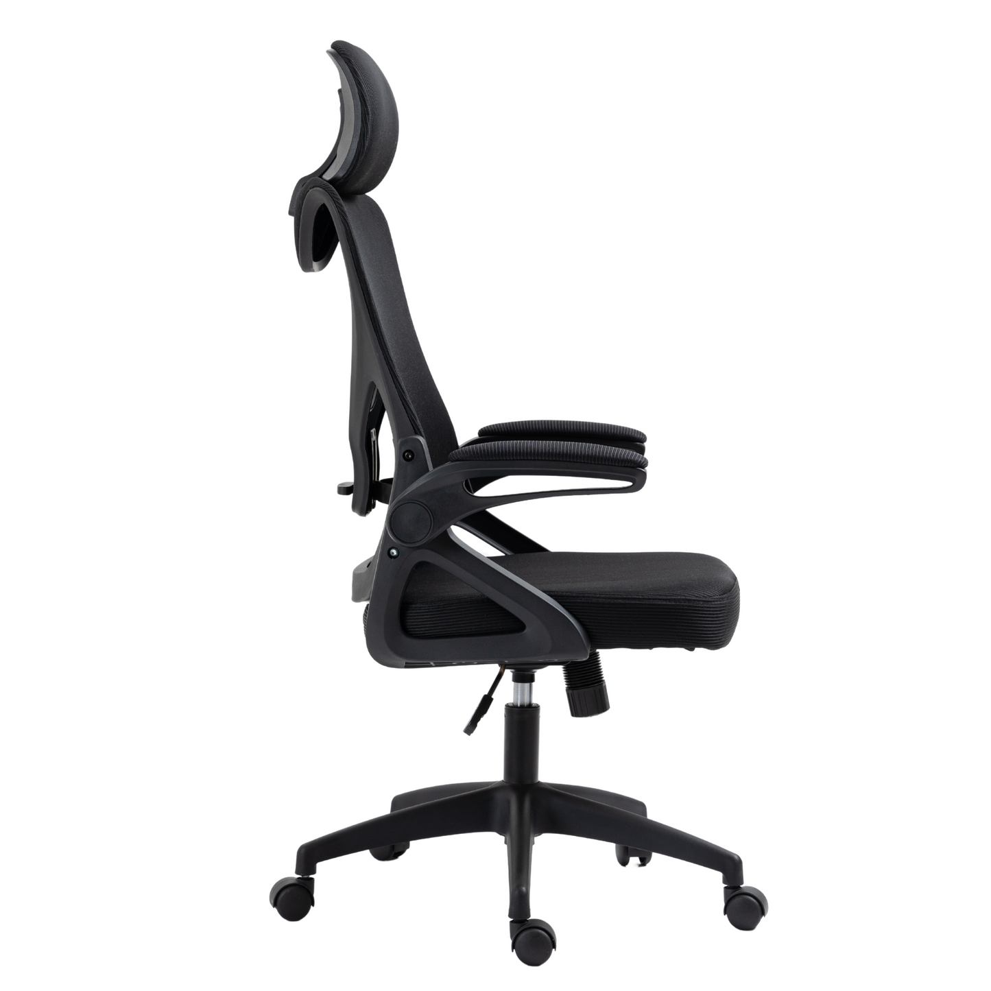 Ergonomic Office Desk Chair with wheels High Back Computer Task Chair Home Mesh Swivel Desk Chair with Adjustable Back Height & Flip up Arms & Lumbar Support & Headrest for Home/Study/Working(Black)