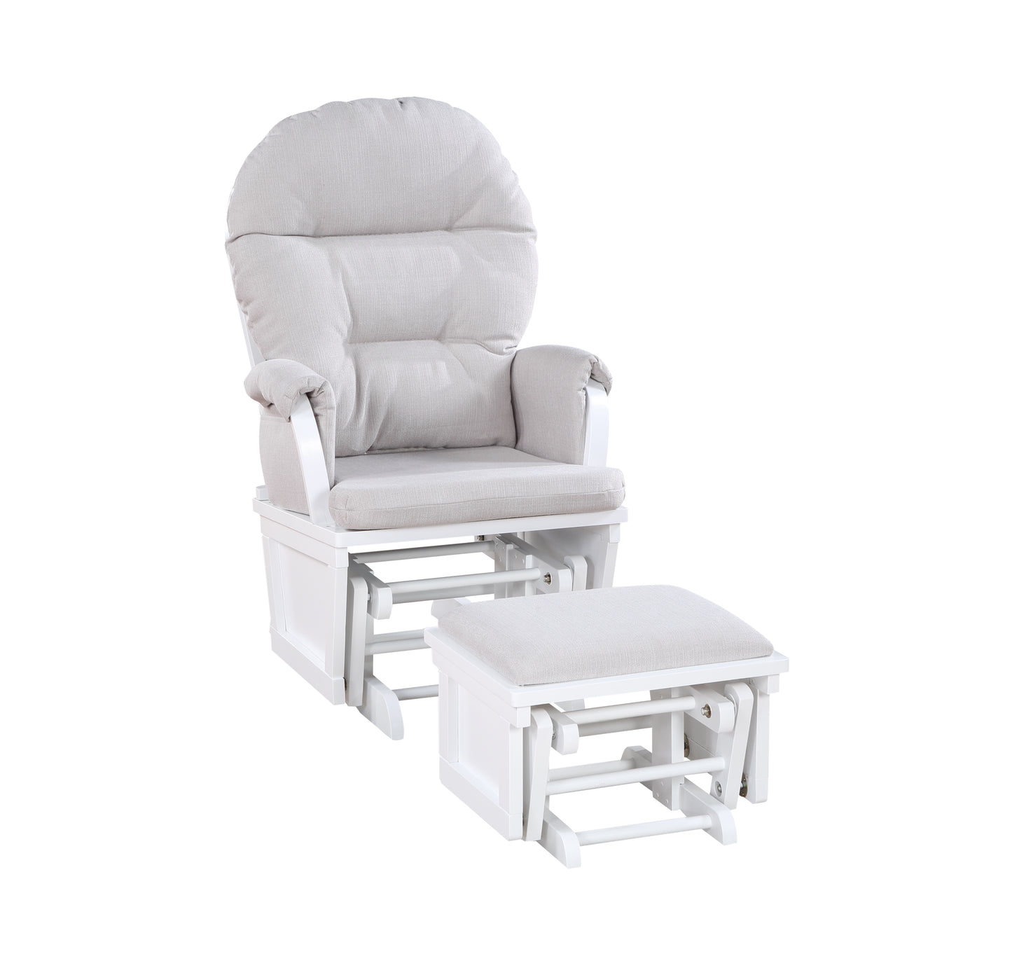 Madison Glider & Ottoman White/Woven Gray