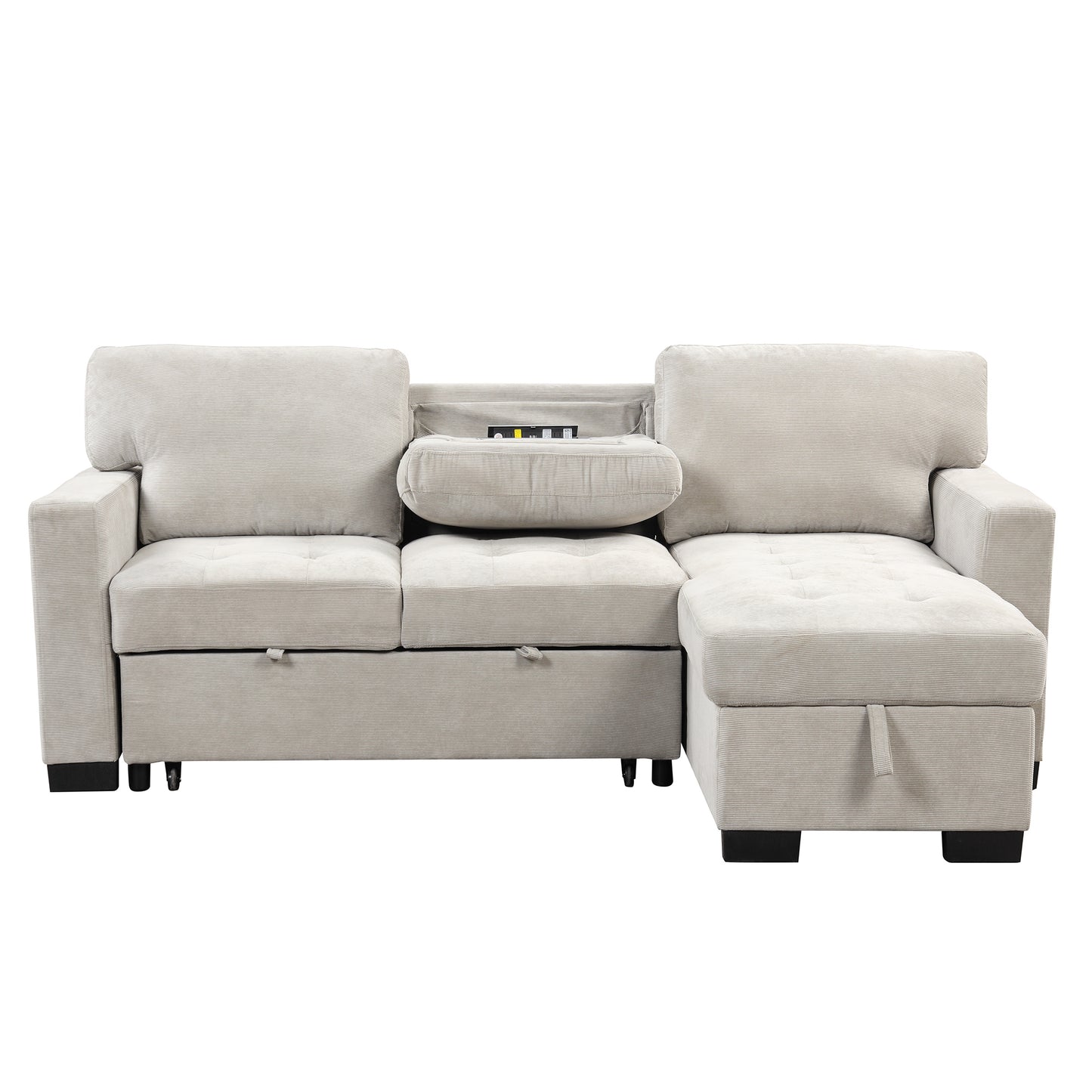 Elegant Light Gray Sectional Sofa with Versatile Storage and USB Charging