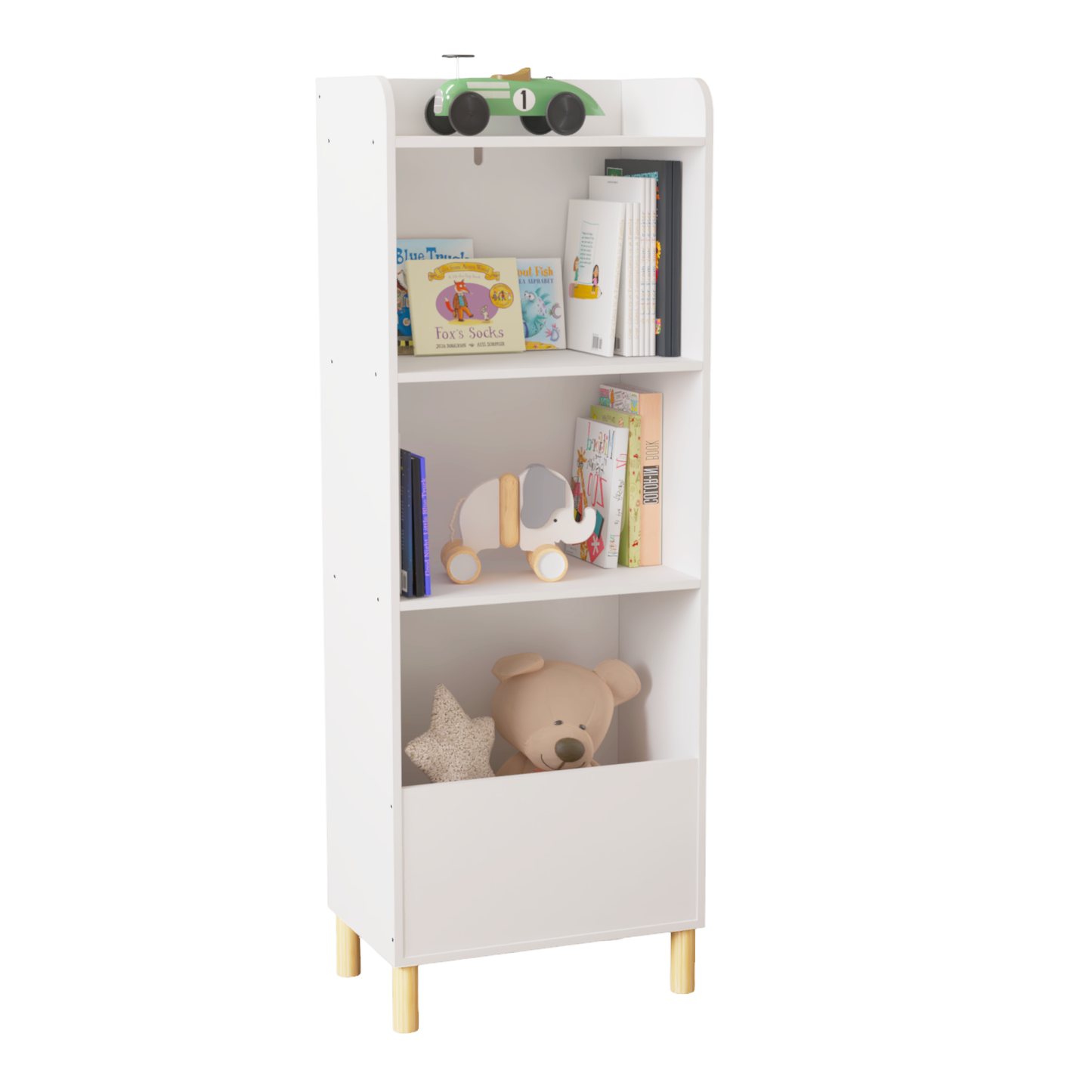 Kids 4-Tier Bookcase, Children's Book Display, Bookshelf Toy Storage Cabinet Organizer for Children's Room, Playroom, Nursery