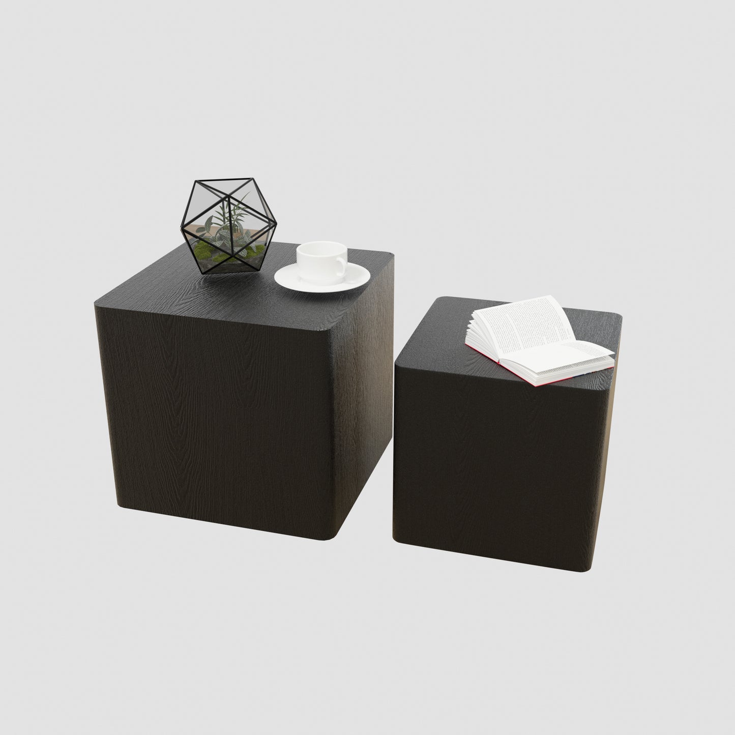 Black MDF Nesting Coffee & Side Tables Set