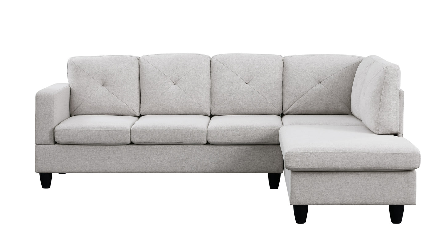 Santiago Light Grey Linen Sectional Couch with Right Chaise_Lounger