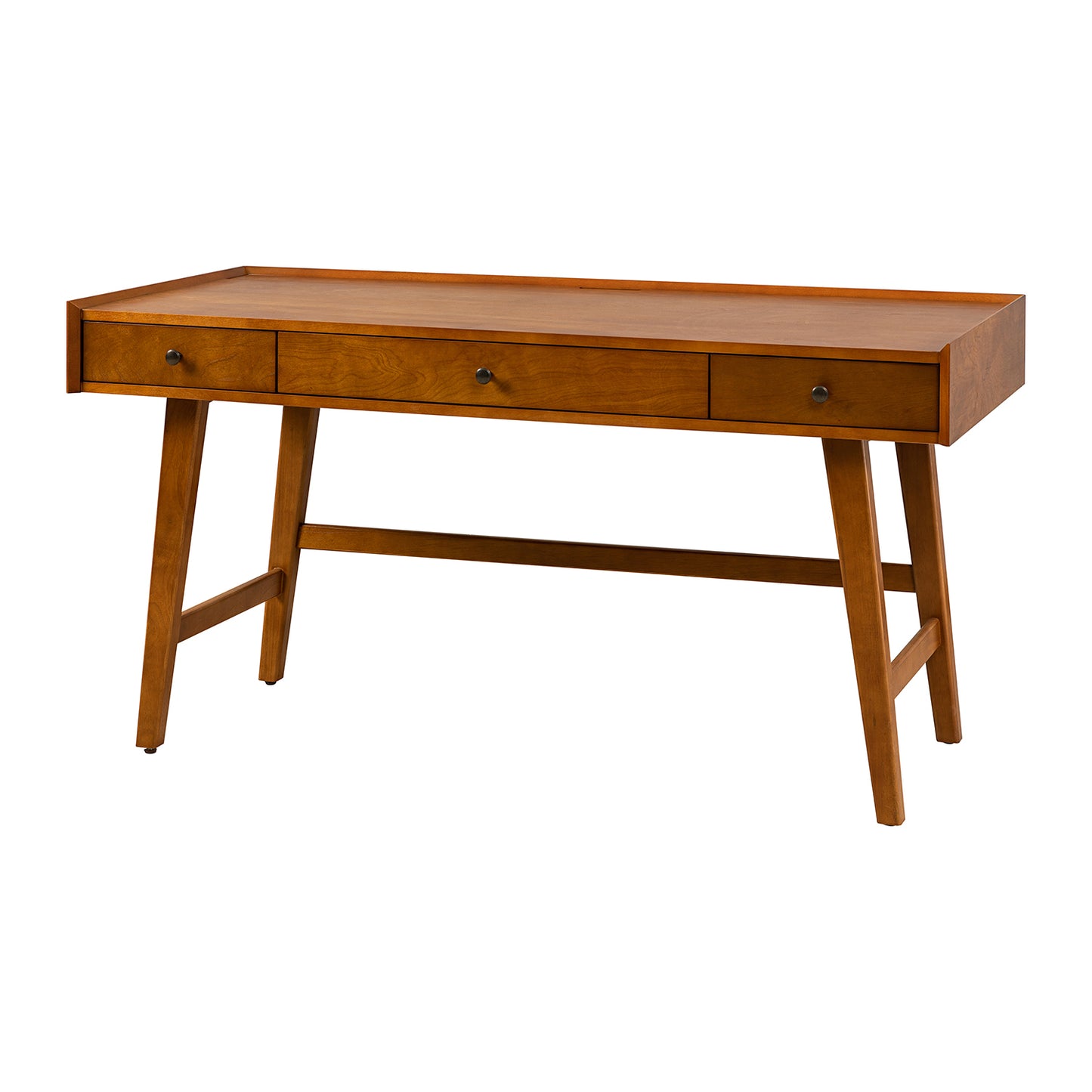 Birch Finish Computer Desk with Integrated Charging Station