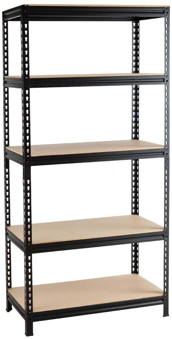 Storage Shelving Unit, 5-Tier Adjustable, Metal Organizer Utility Rack, 27.6"W x 11.8"D x 59" Black