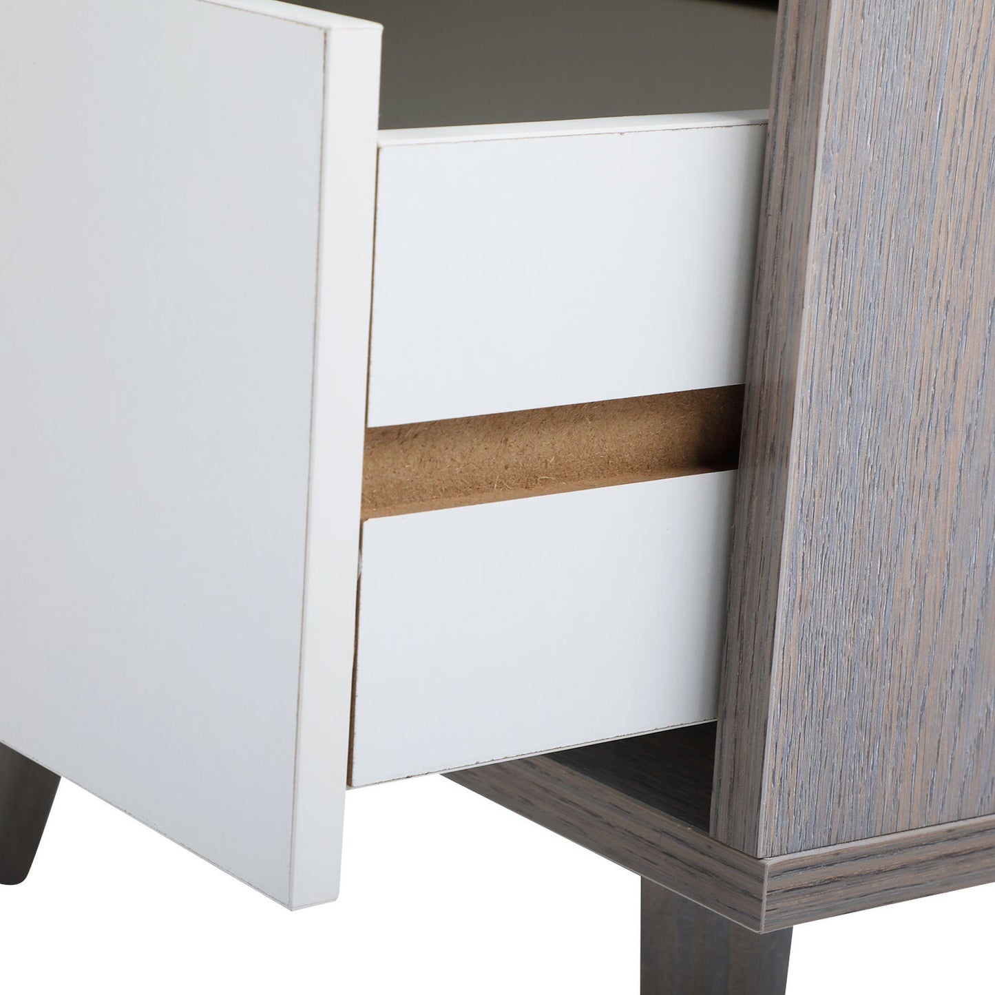 Set of 2 Low foot bedside table with drawer storage compartment - gray