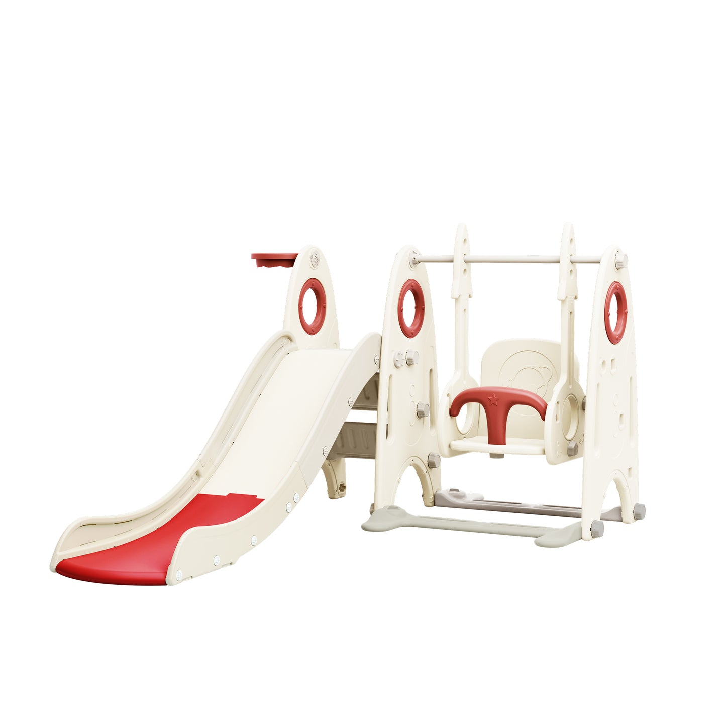 4 in 1 Toddler Slide and Swing Set with Basketball Hoop