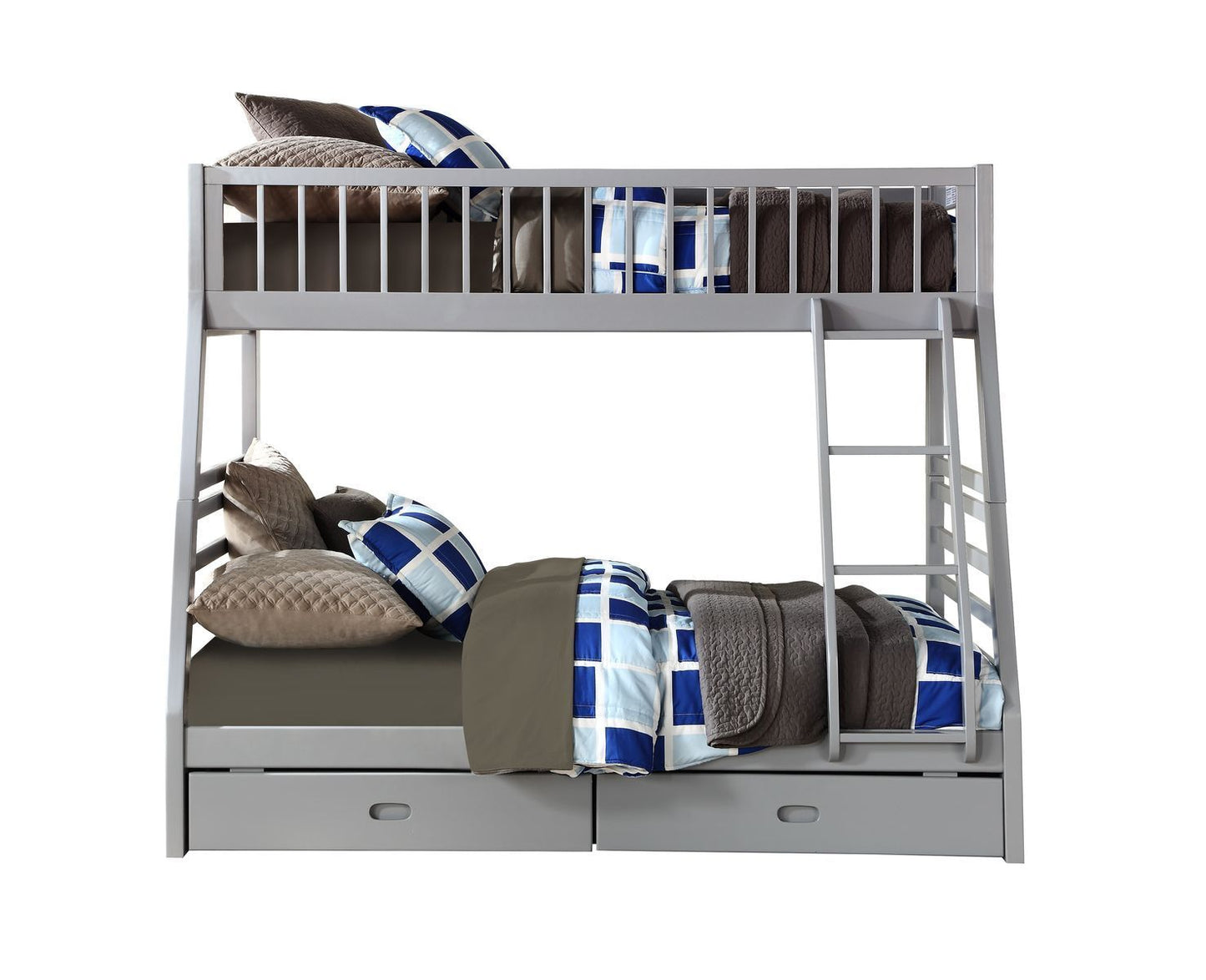 Jason Twin/Full Bunk Bed with Storage and Gray Finish