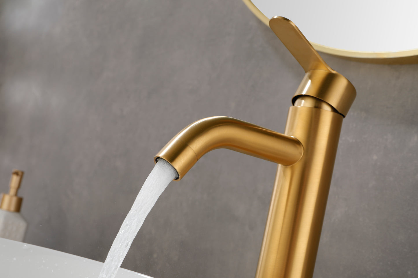 Gold Stainless Steel Waterfall Spout Vanity Sink Faucet with Single Handle