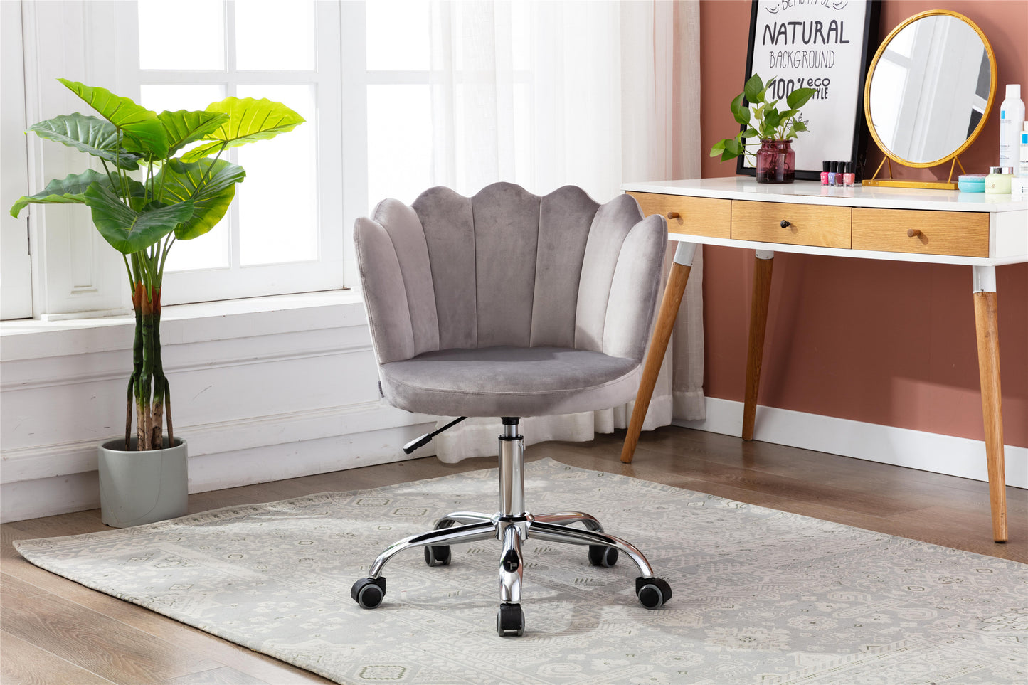 Swivel Shell Chair for Living Room/Bed Room, Modern Leisure office Chair  Gray