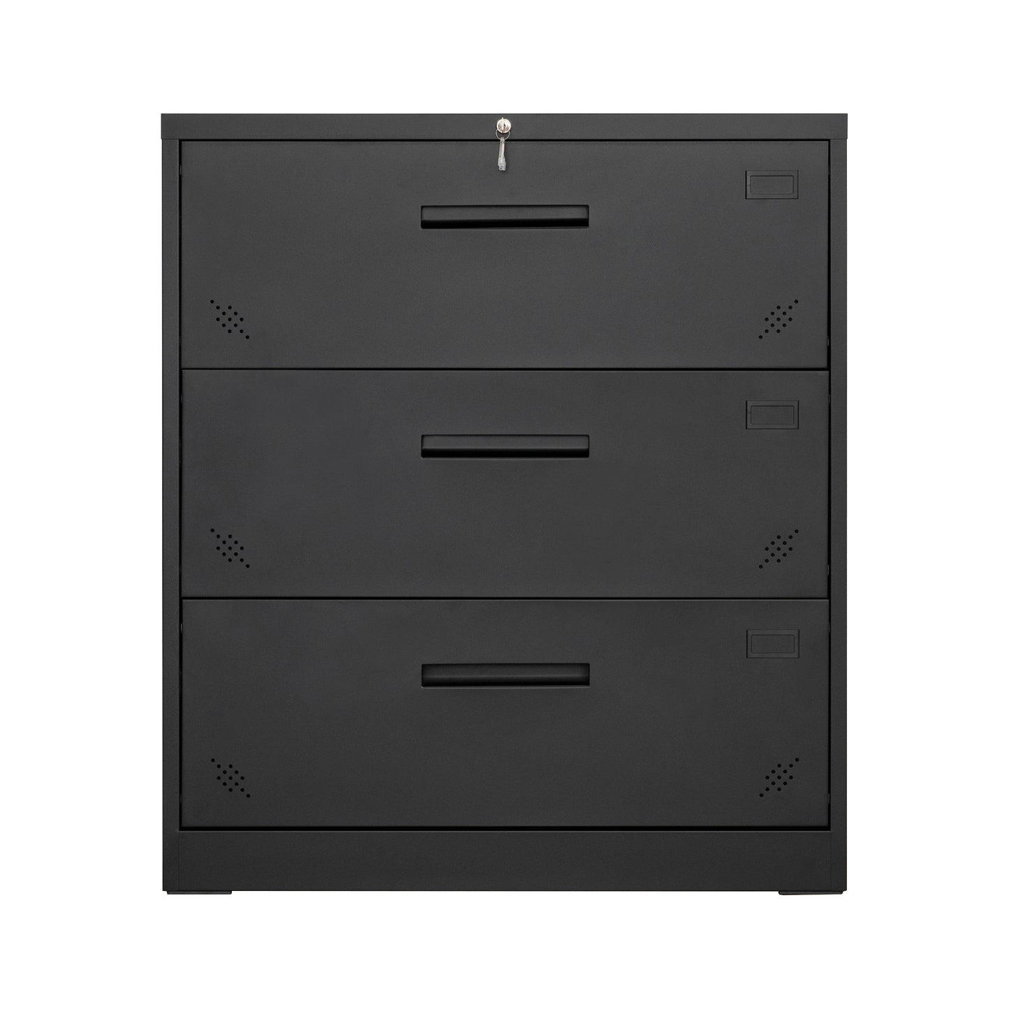 Steel 3-Drawer Lockable Lateral Filing Cabinet for Legal/Letter A4 Size, Black