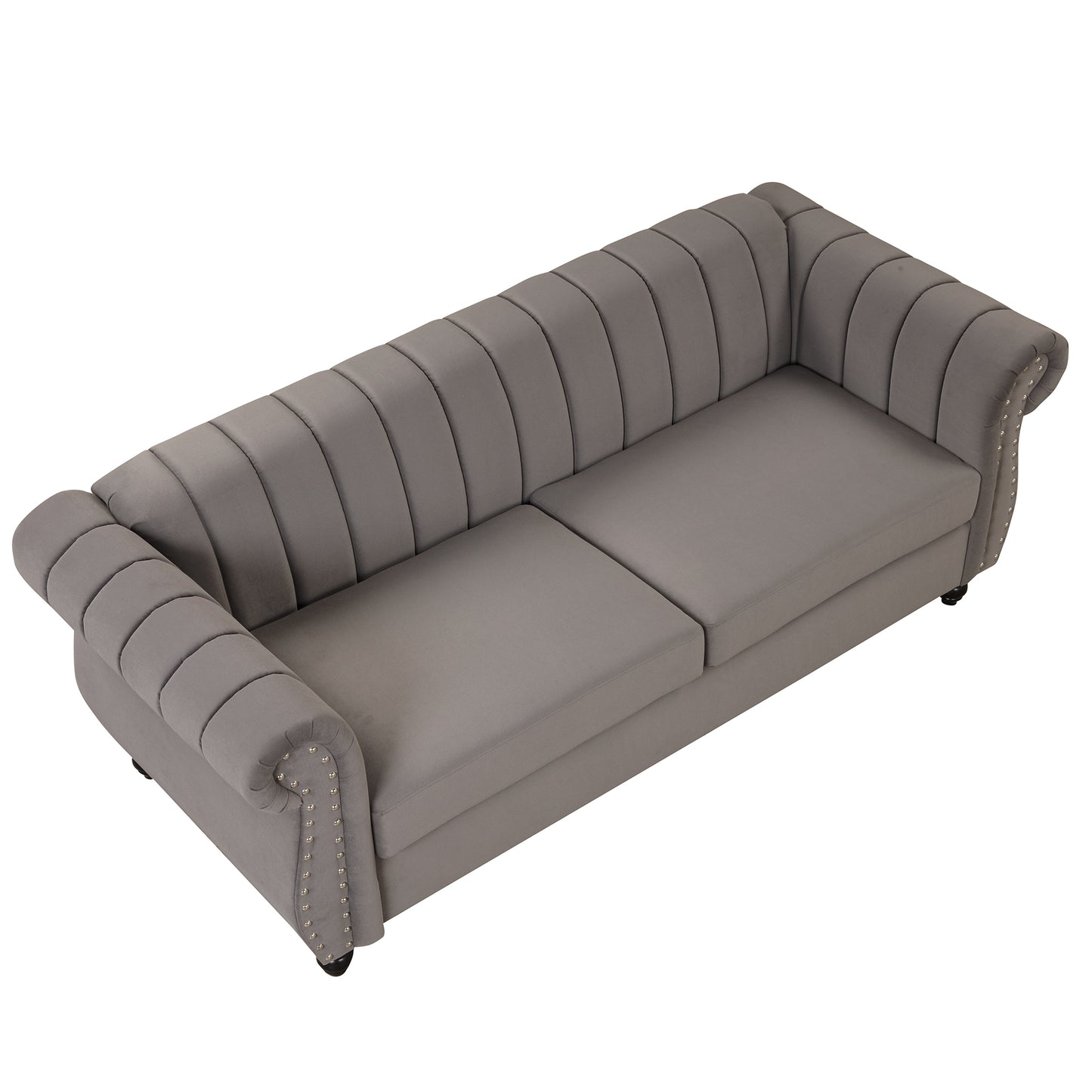 82.5-Inch Modern Gray Upholstered Sofa with Buttoned Tufted Backrest