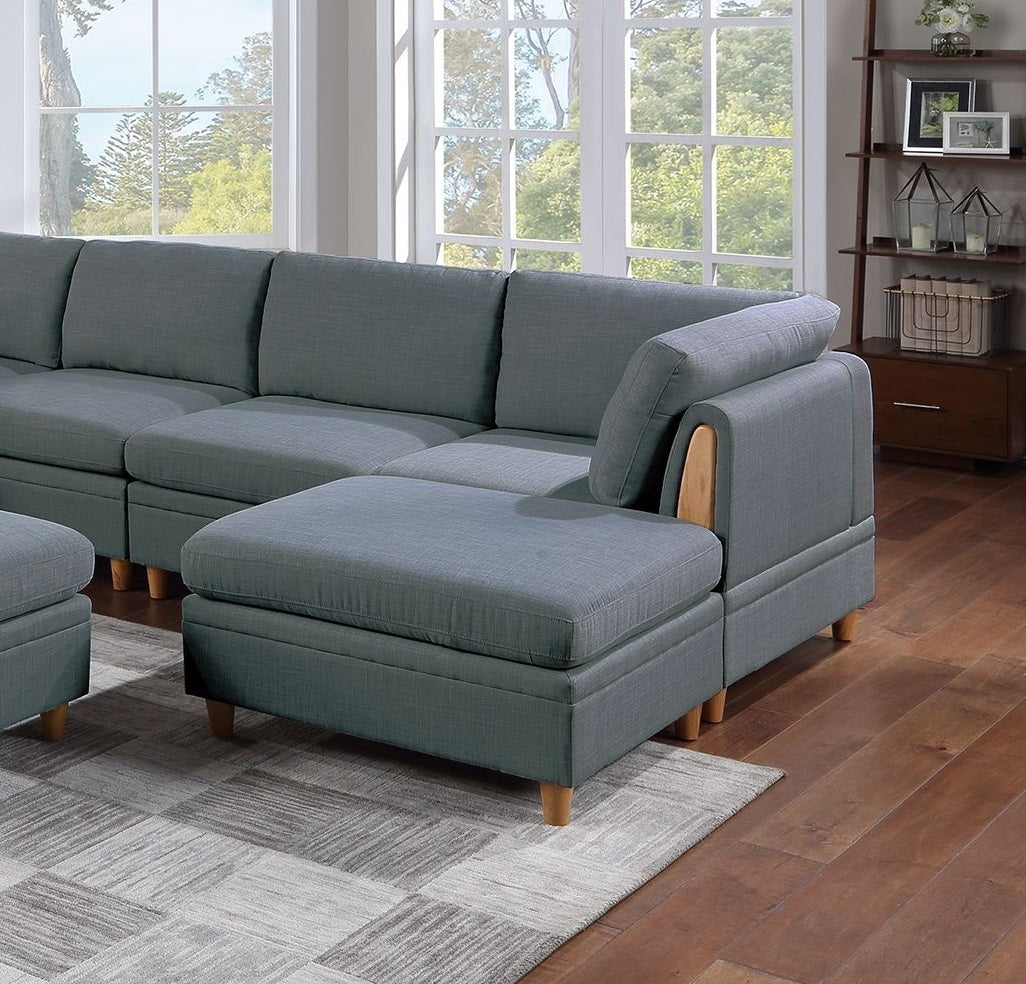 Steel Gray Dorris Fabric 8-Piece Sectional Sofa Set