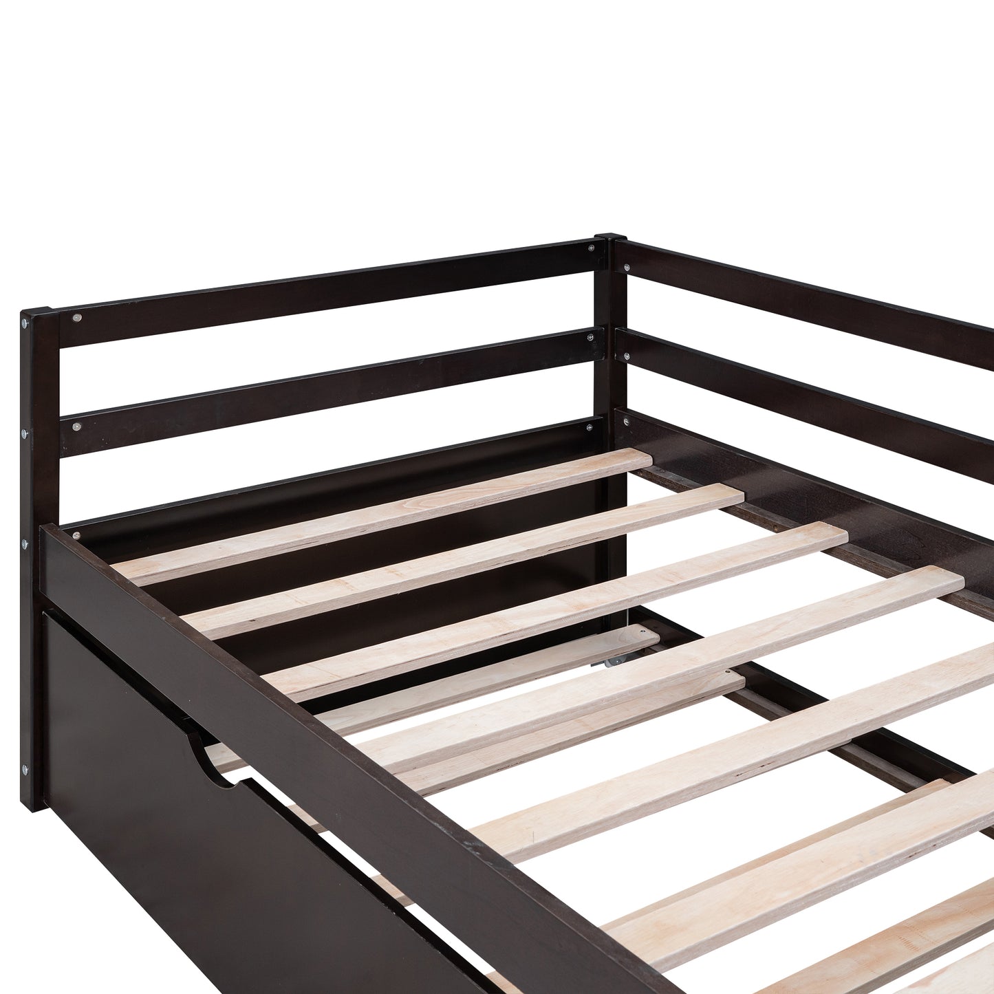 Twin Size Wood Daybed with Twin Size Trundle, Espresso(Expected Arrival Time: 1.7)