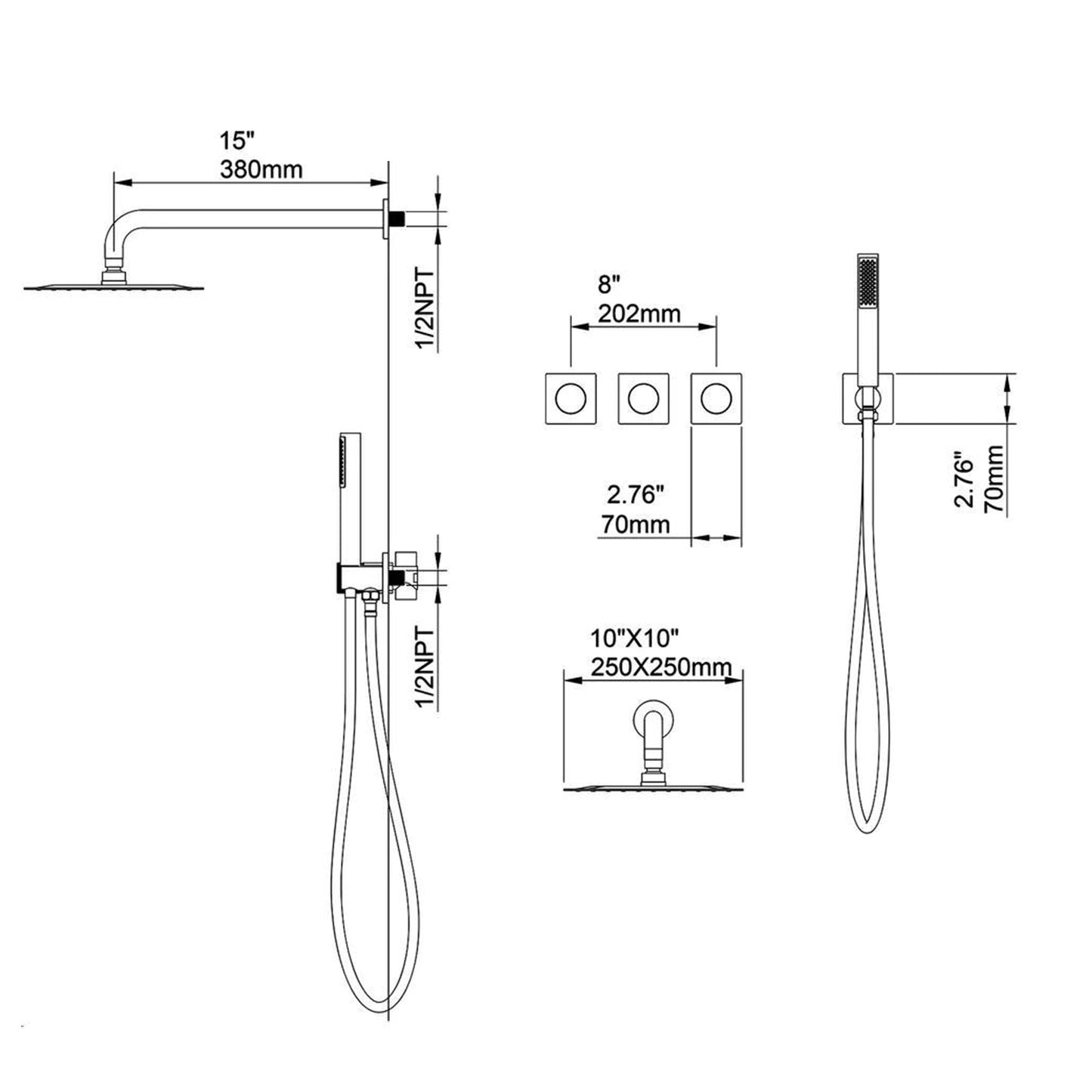 Luxurious Matte Black Rainfall Shower Fixture Set with Dual Shower Head System