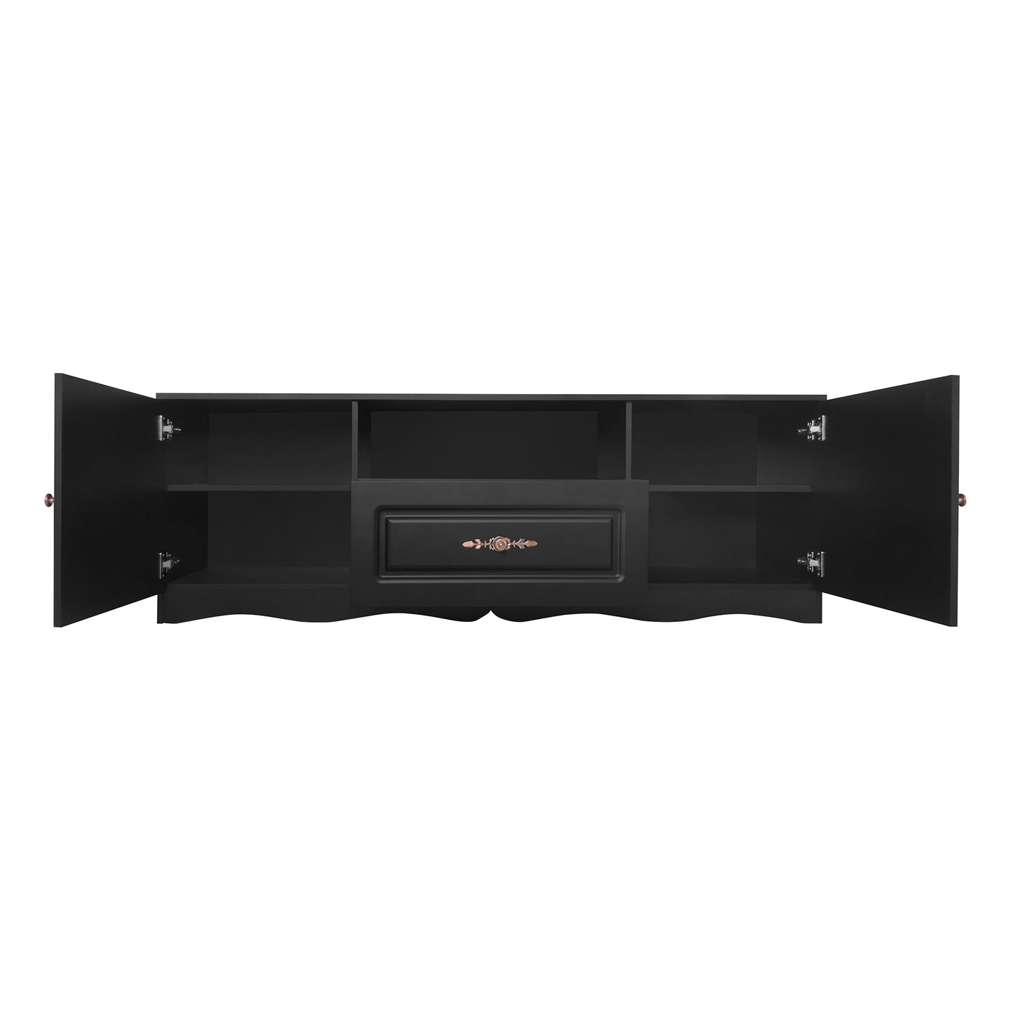 Elegant Black TV Stand with Storage for 60+ Inch TV, Modern Console Cabinet Furniture