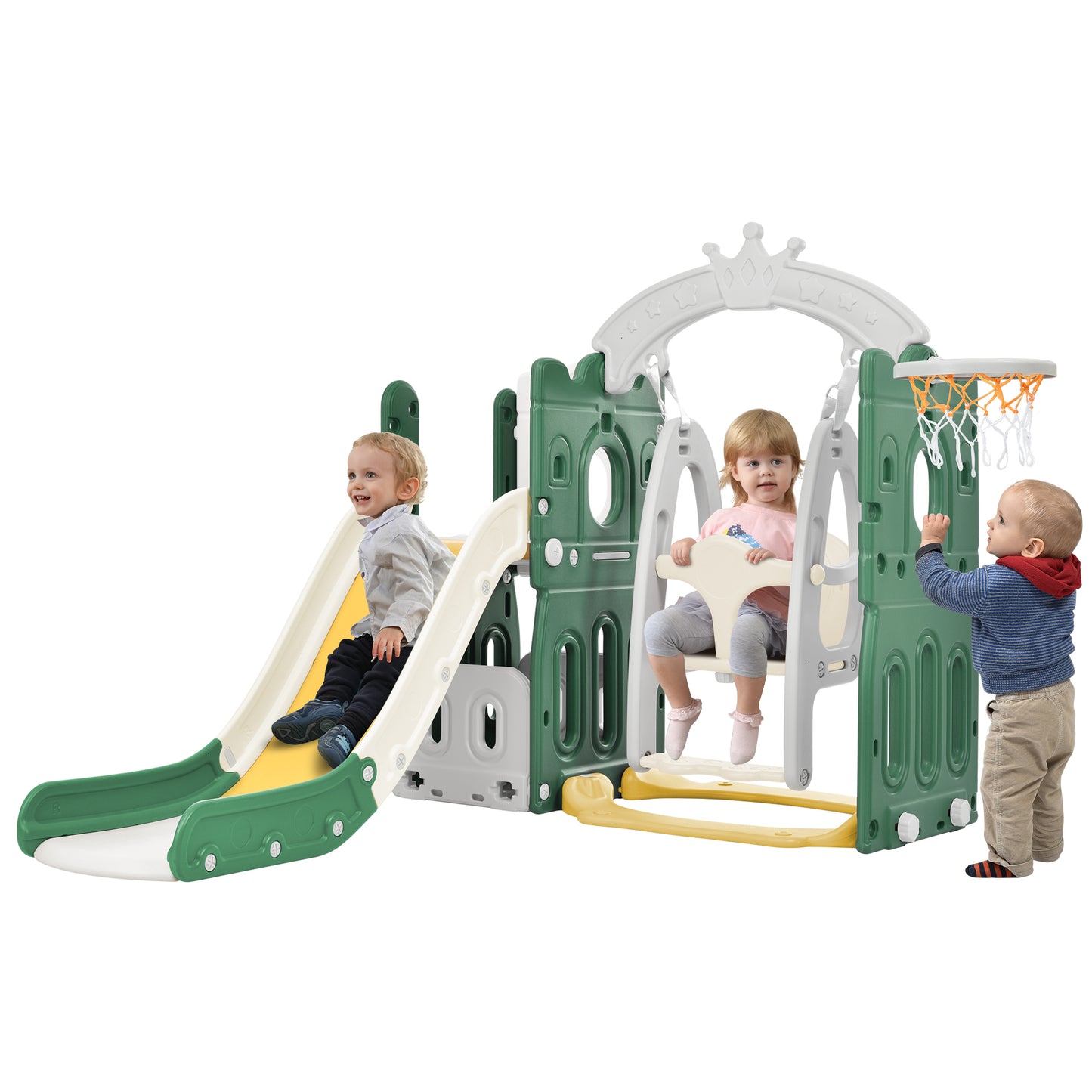 5-in-1 Kids Playground Climber Slide and Swing Set