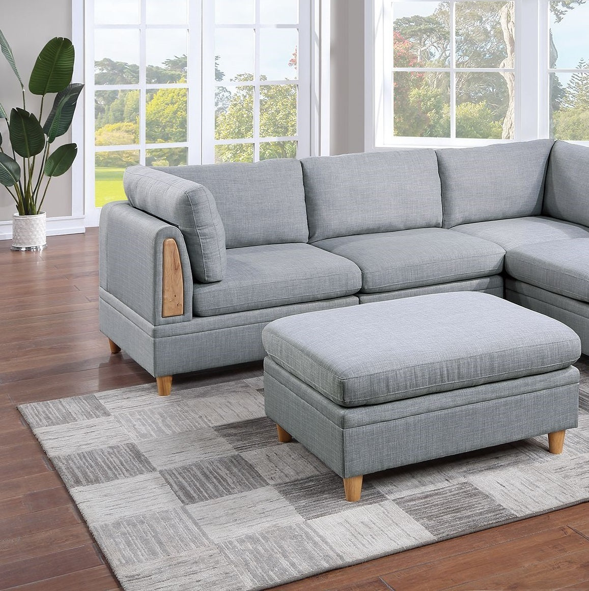 Elegant 6-Piece Light Grey Modular Sofa Set