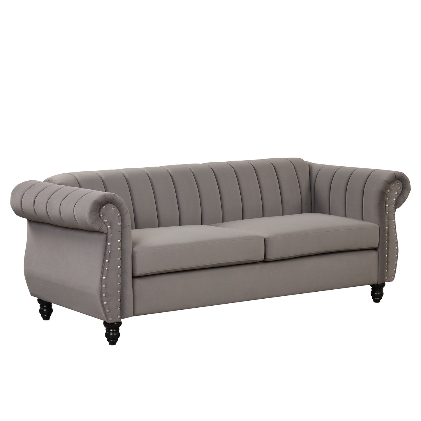 82.5-Inch Modern Gray Upholstered Sofa with Buttoned Tufted Backrest