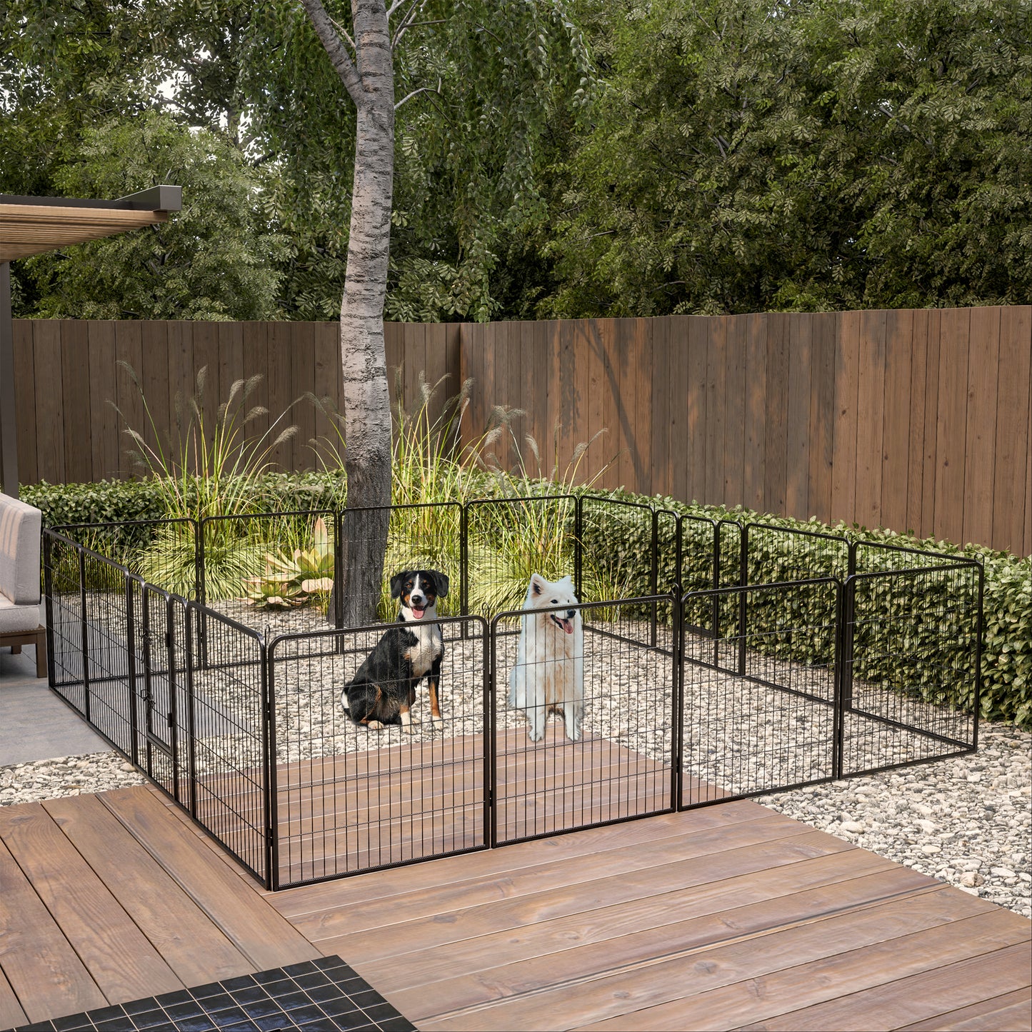 Dog Pens Outdoor 32" Height Foldable 16 Panels Heavy Duty Metal Portable Dog Playpen Indoor Anti-Rust Exercise Dog Fence with Doors for Large/Medium/Small Pets Play Pen for RV Camping Yard