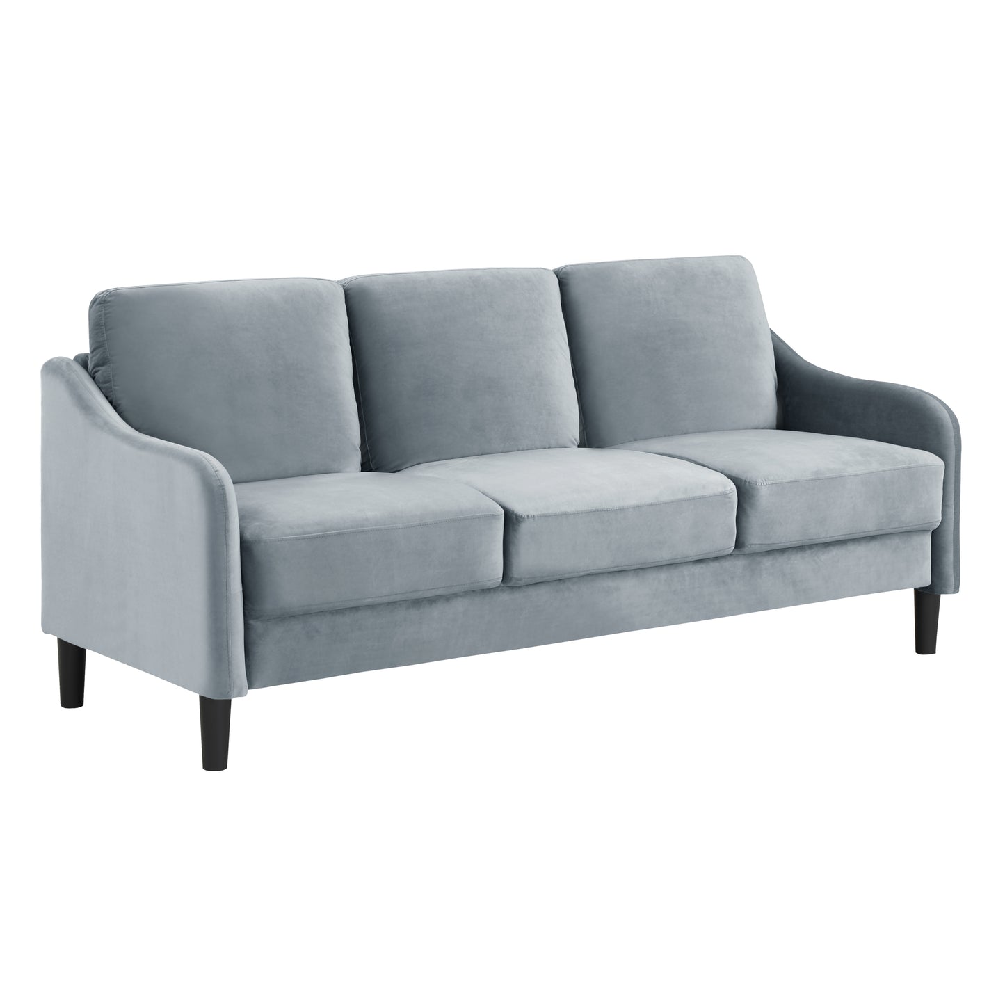 Modern Grey Velvet 3-Seater Sofa