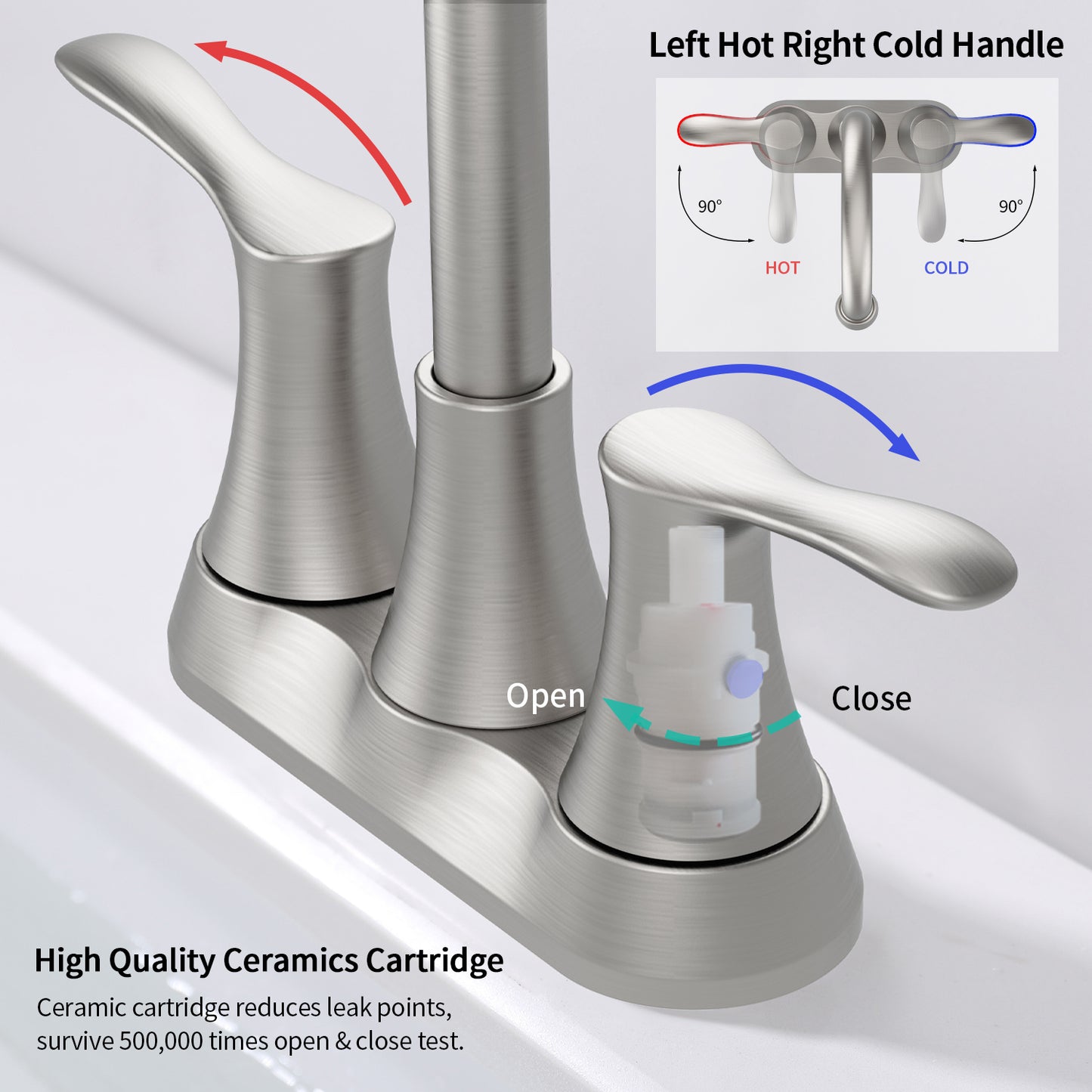 Centerset Brushed Nickel Bathroom Faucet with 2-Handle Design