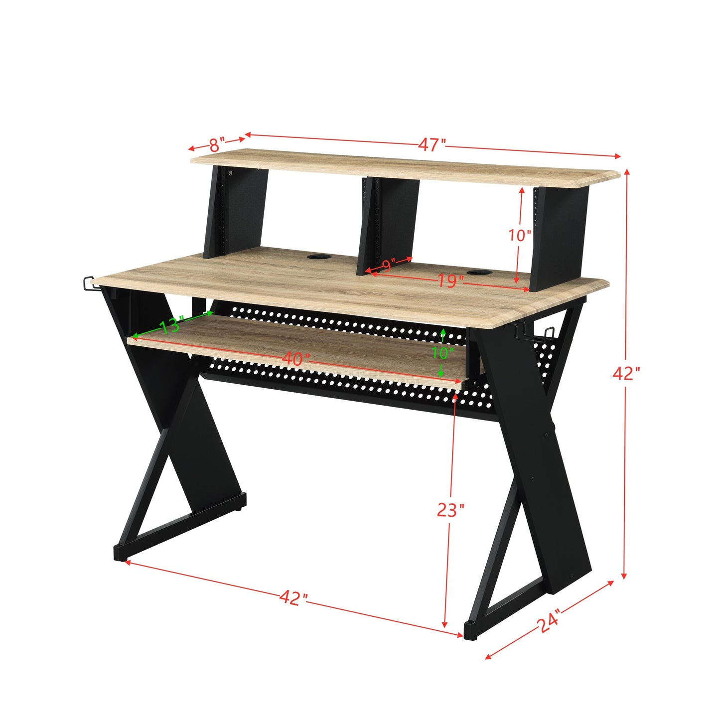 Annette Compact Studio Desk with Natural and Black Finish