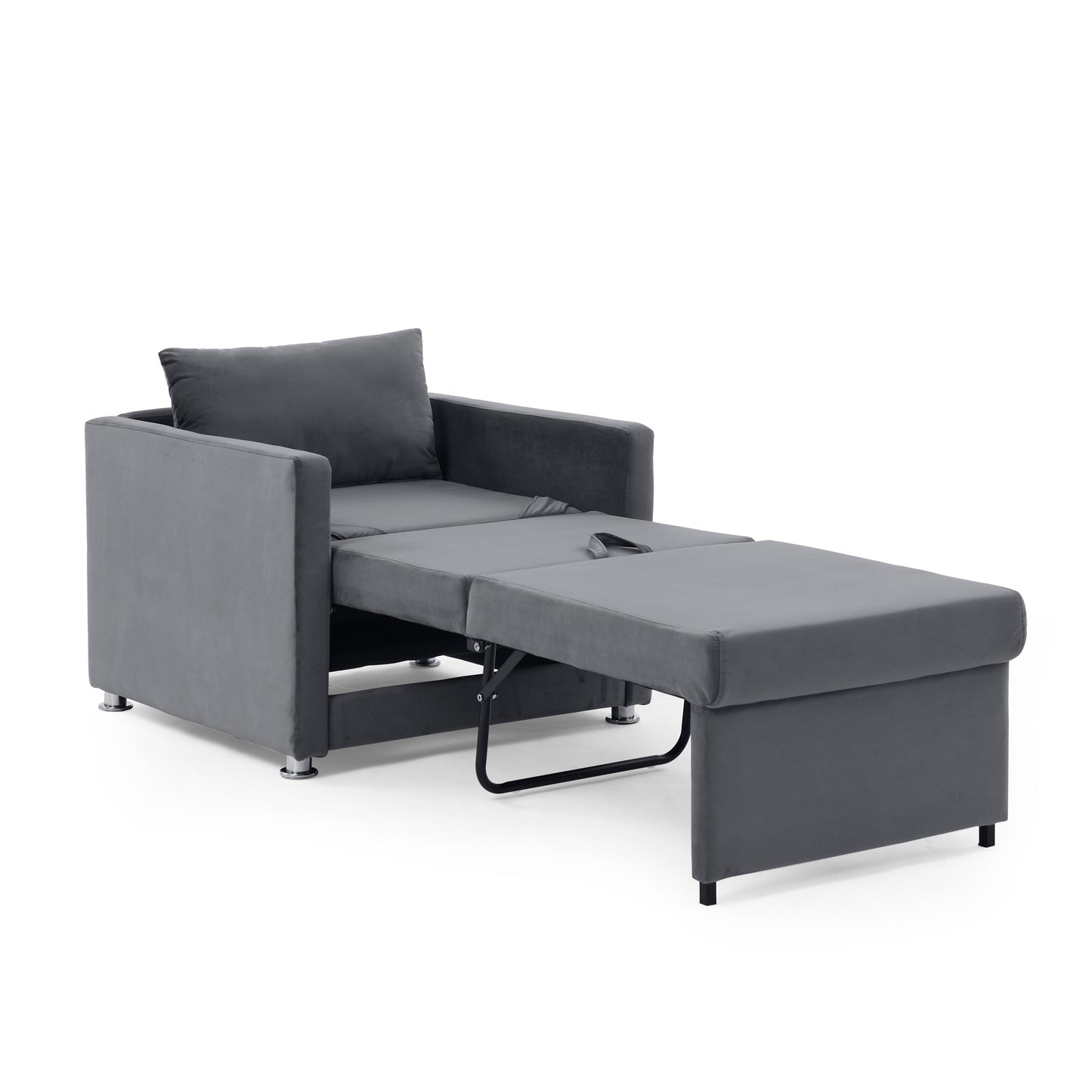 Sofa Bed Chair 2-in-1 Convertible Chair Bed, Lounger Sleeper Chair for Small Space with One Pillow, Grey Velvet