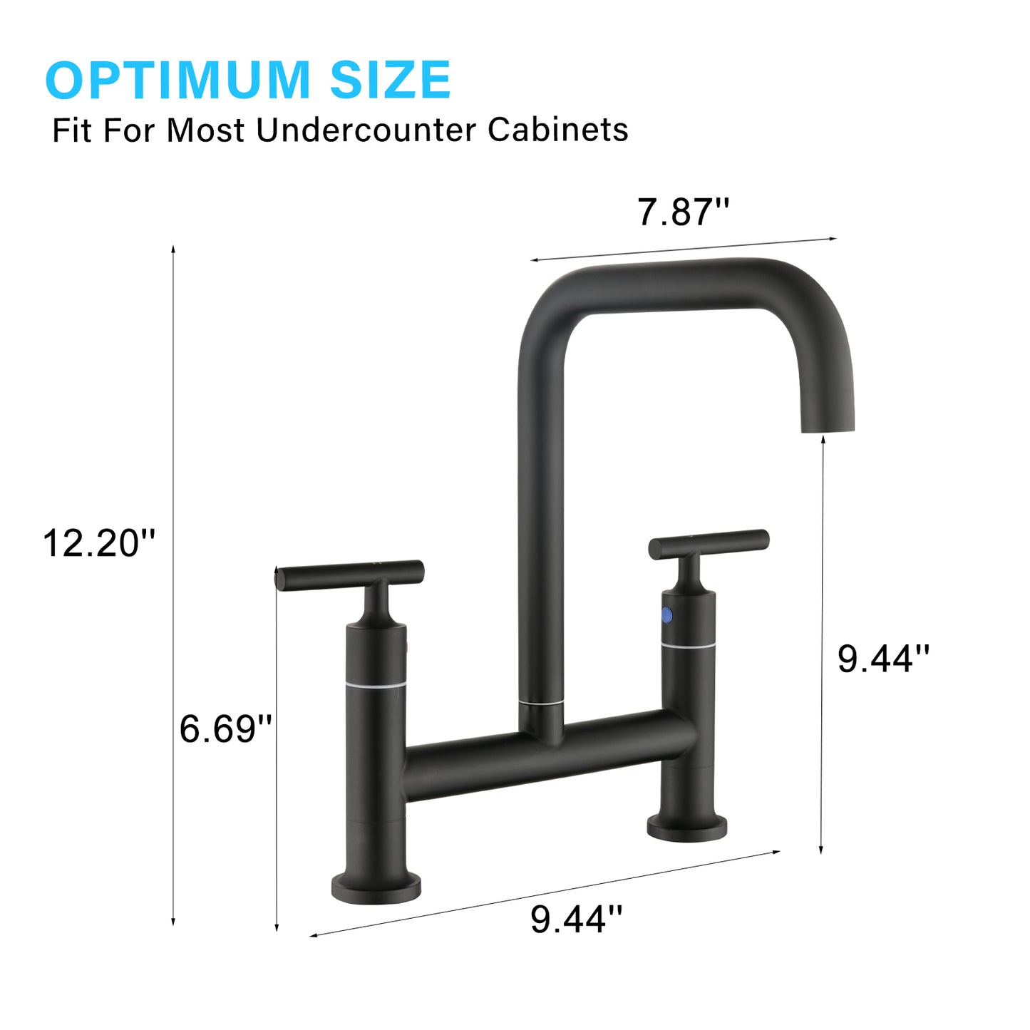 Double Handle Bridge Kitchen Faucet In Stainless Steel